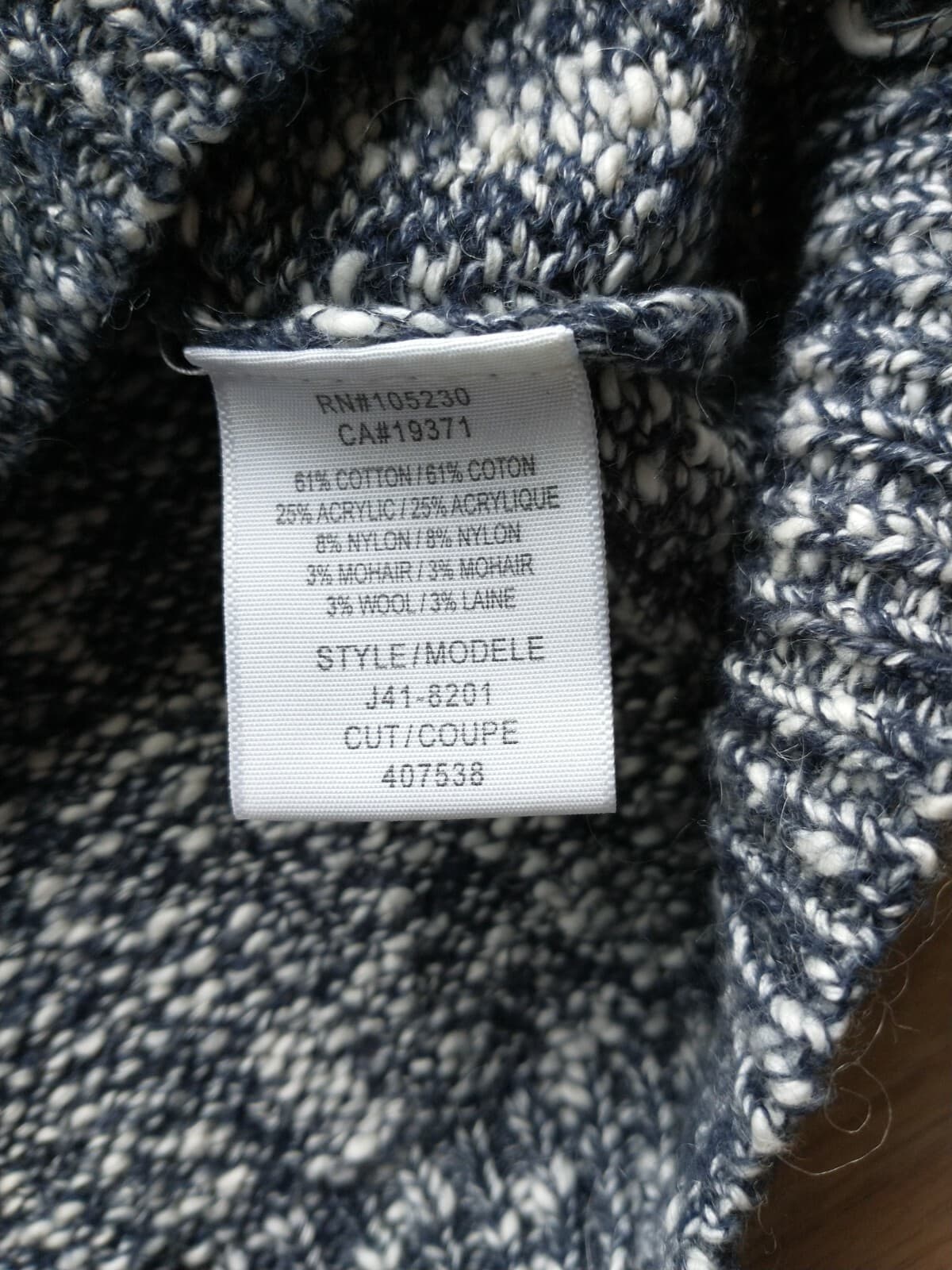 Joie Aleyda Slub Sweater V-Neck Blue Marled Cotton Nylon Mohair Wool Women Sz.S - Thumbnail 8
