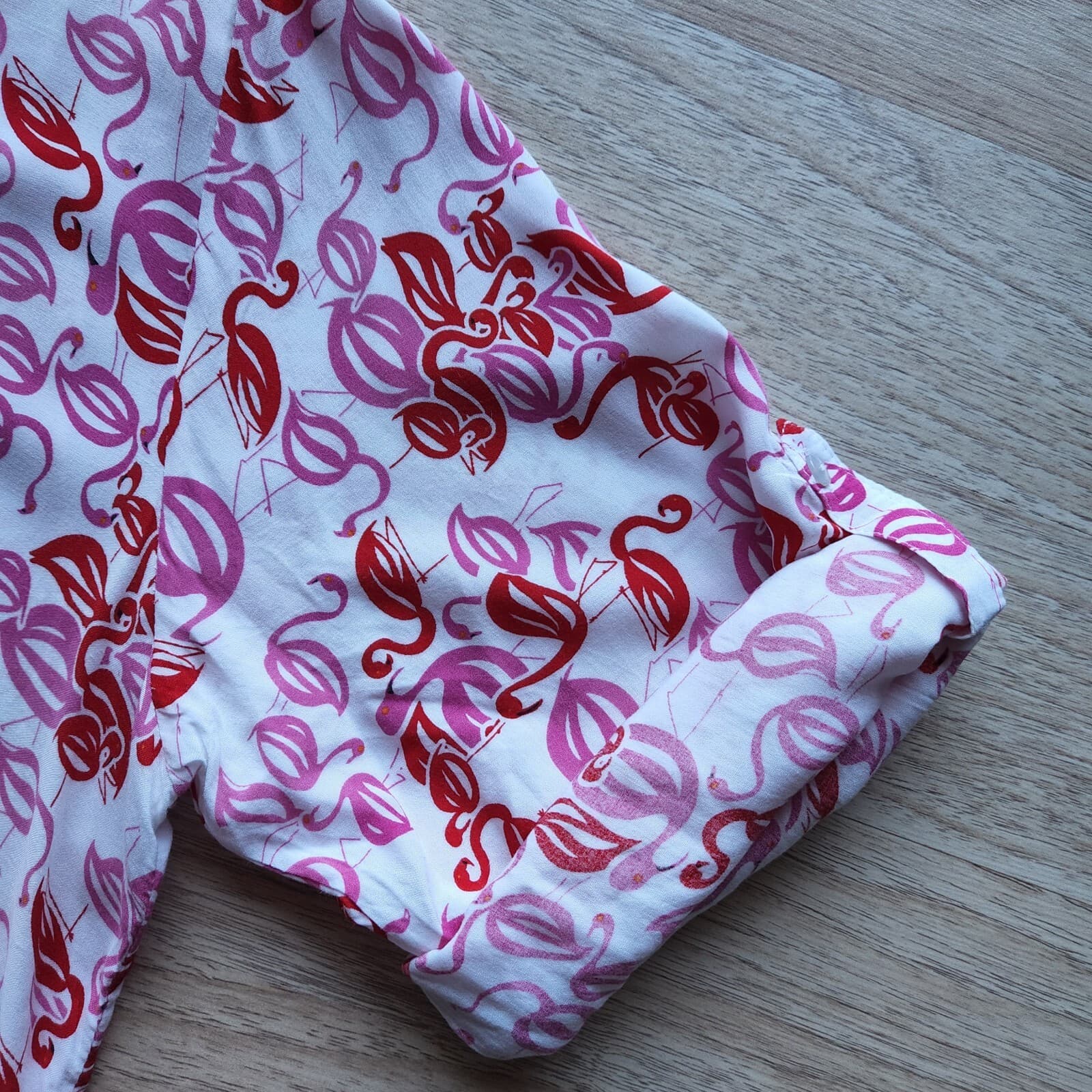 Josie Natori Flamingo Popover Sleepshirt 3/4 Roll Tap Sleeve Rayon Pink Women XL - Thumbnail 6