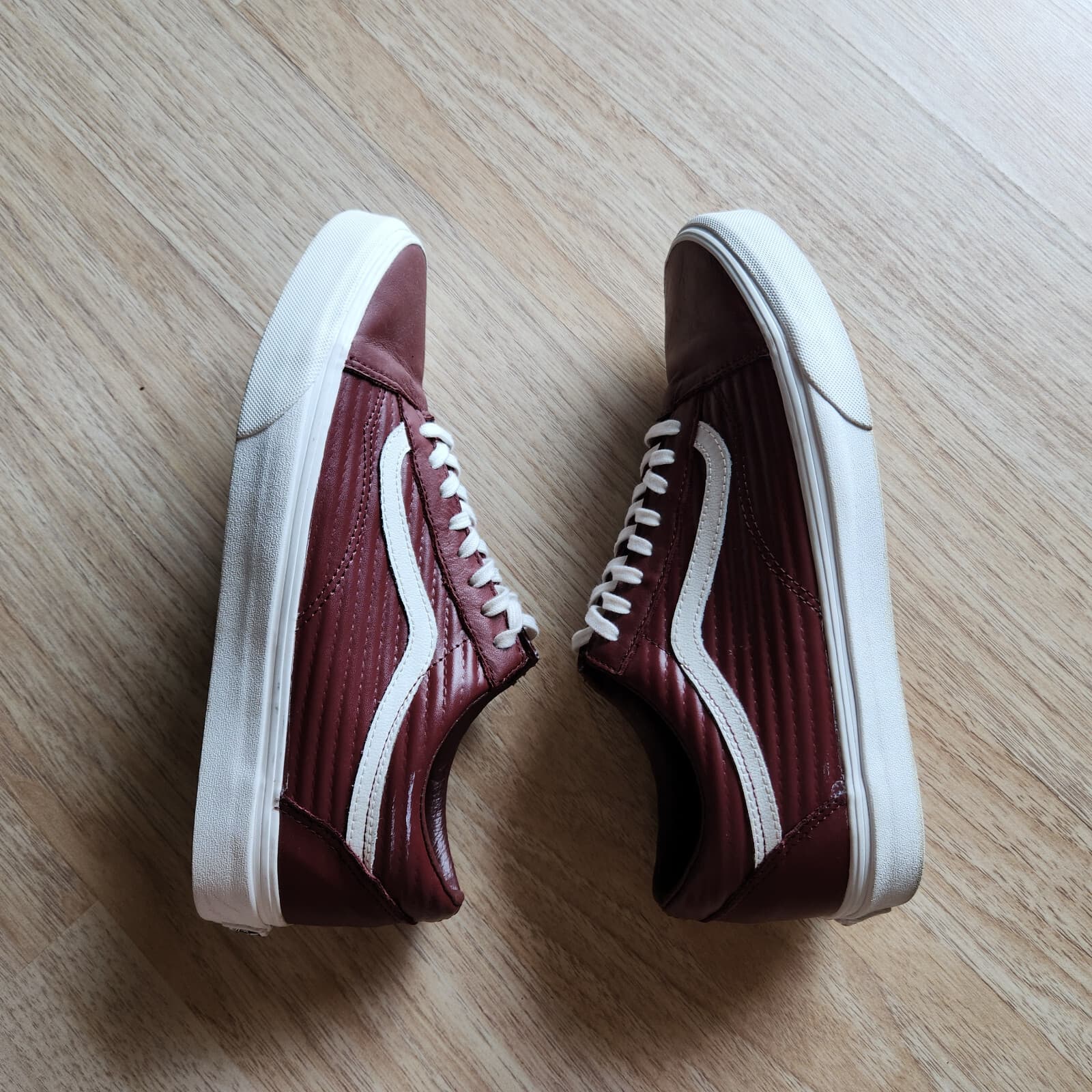 Vans Old Skool Moto UA Leather Skate Shoes Lace-Up Red-Brown Unisex M8.5 W10 - Thumbnail 8