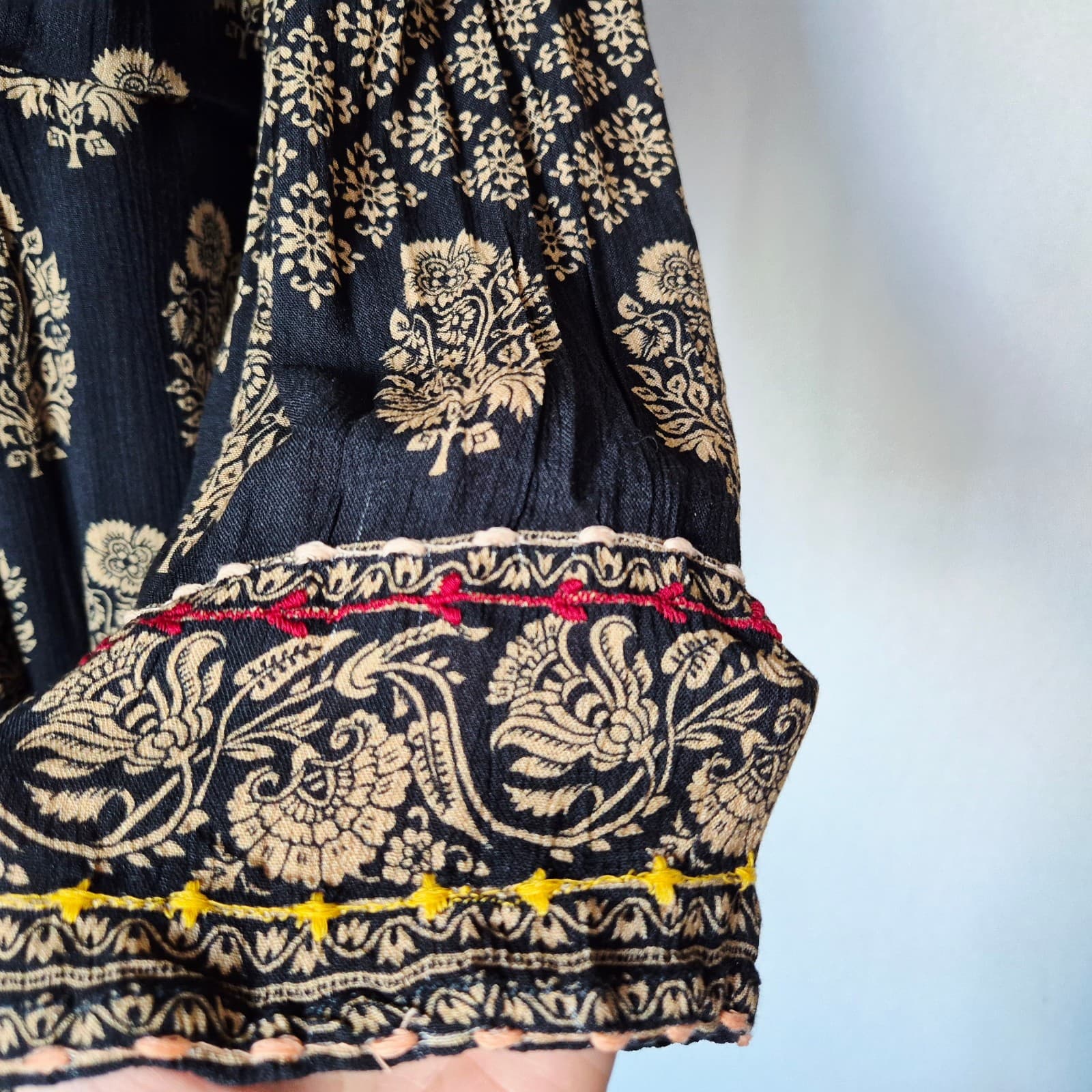 NWT Maeve Anthropologie Avalon Embroidered Boho Shift Dress Long Sleeve Womens M - Thumbnail 6