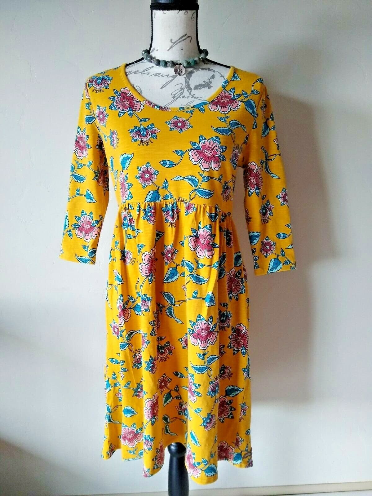 NWT Matilda Jane A Place in the Sun Dress Knit Floral Yellow 3/4 Sleeve Small - Thumbnail 2