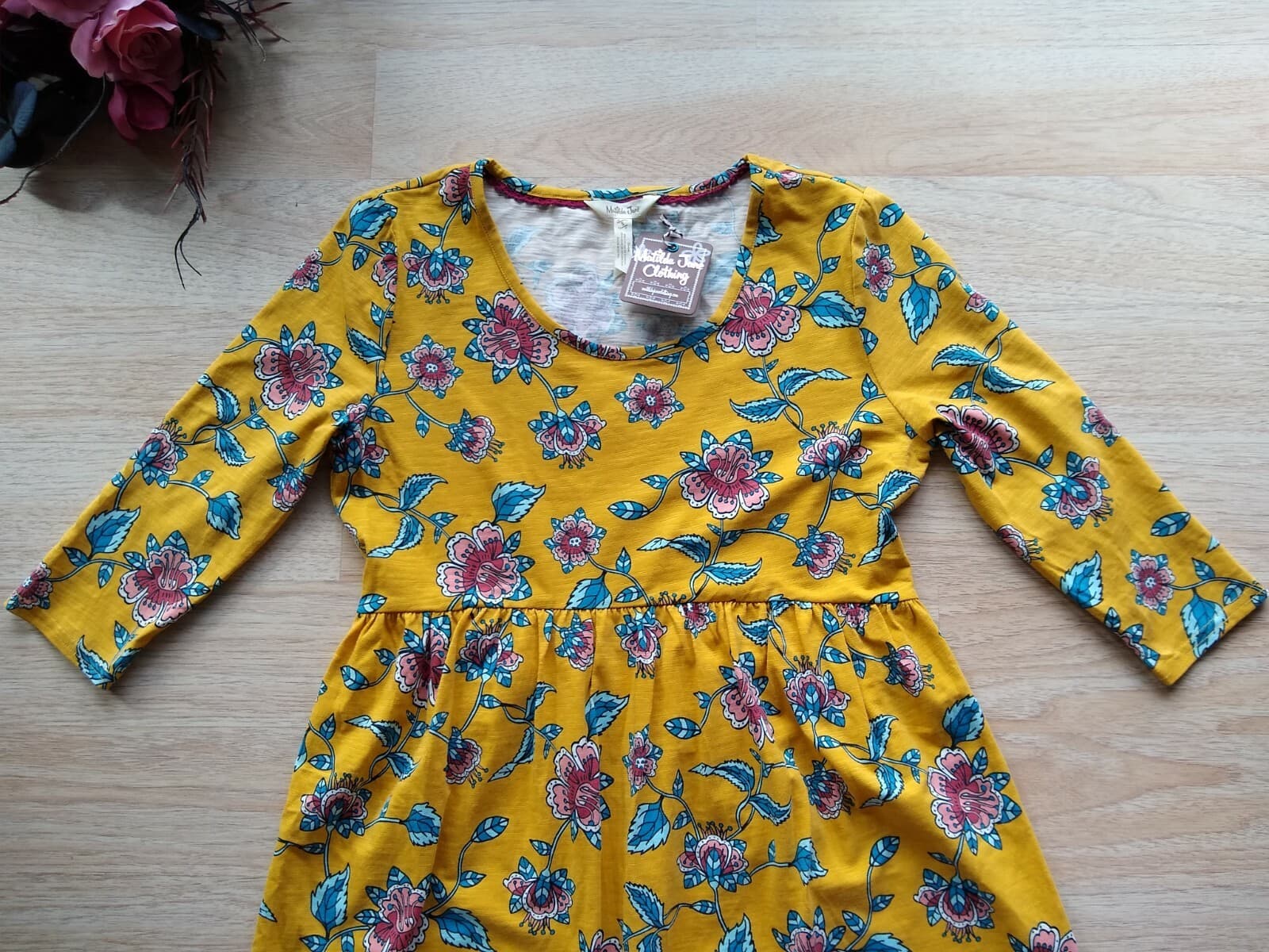 NWT Matilda Jane A Place in the Sun Dress Knit Floral Yellow 3/4 Sleeve Small - Thumbnail 4