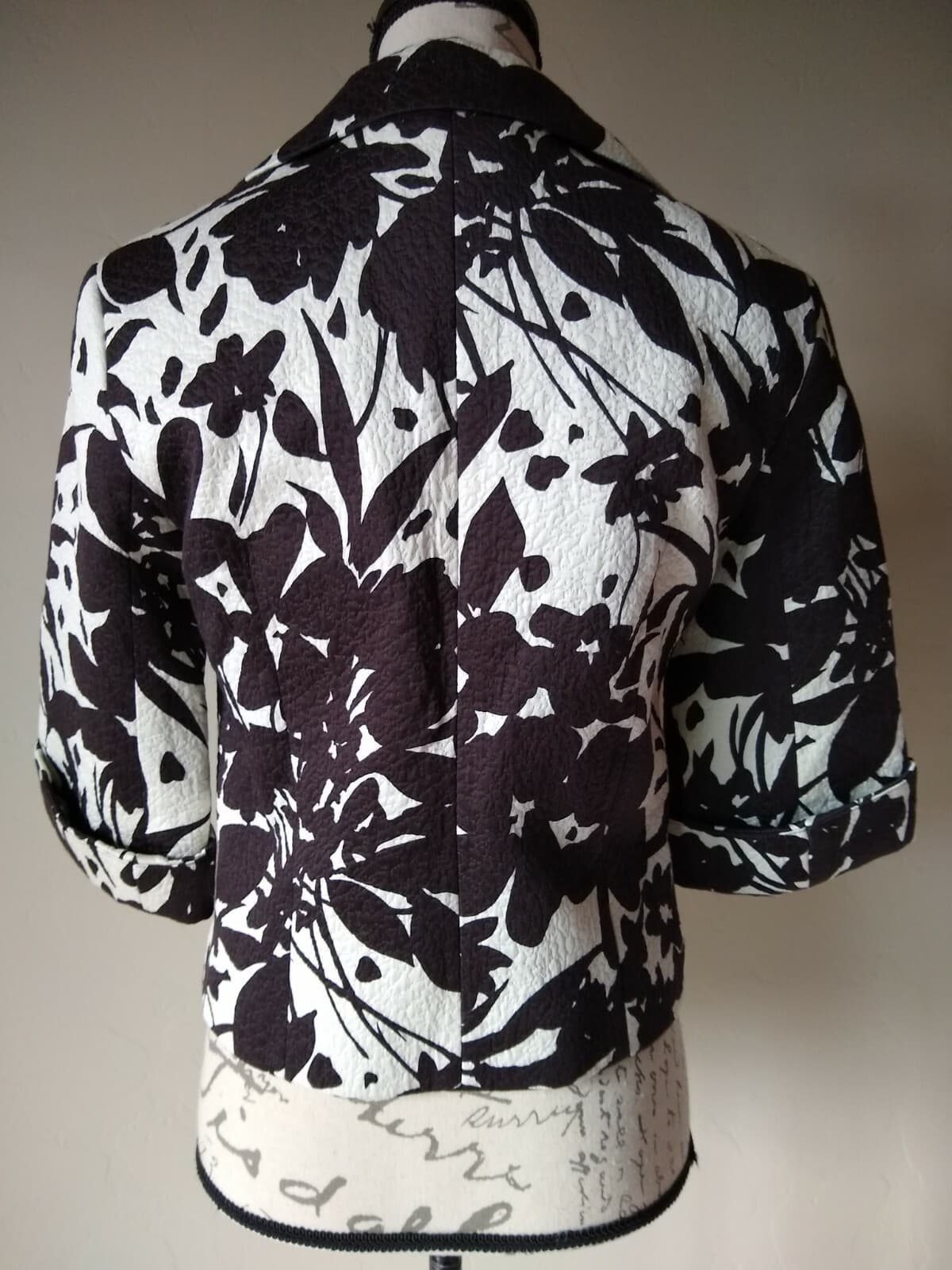LAFAYETT 148 NY Cotton Jacket Blazer 3/4Sleeve Hook Floral Lined Brown Cream 2 - Thumbnail 4