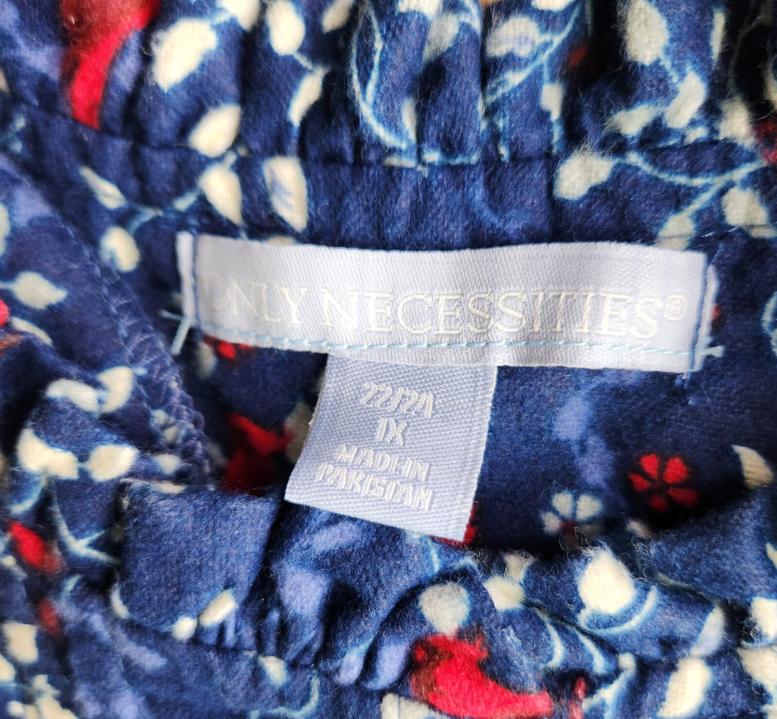 NWoT Only Necessities Bird Floral Flannel Pintuck Maxi Nightgown Cottage Blue 1X - Thumbnail 11