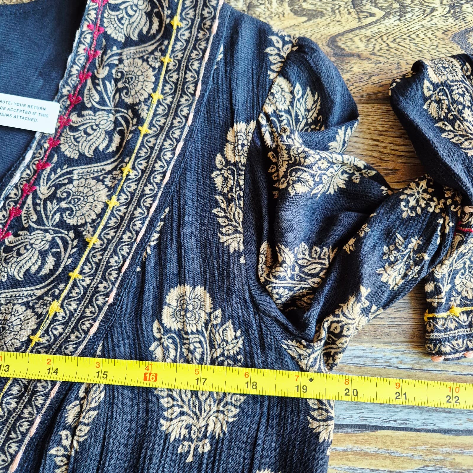 NWT Maeve Anthropologie Avalon Embroidered Boho Shift Dress Long Sleeve Womens M - Thumbnail 15