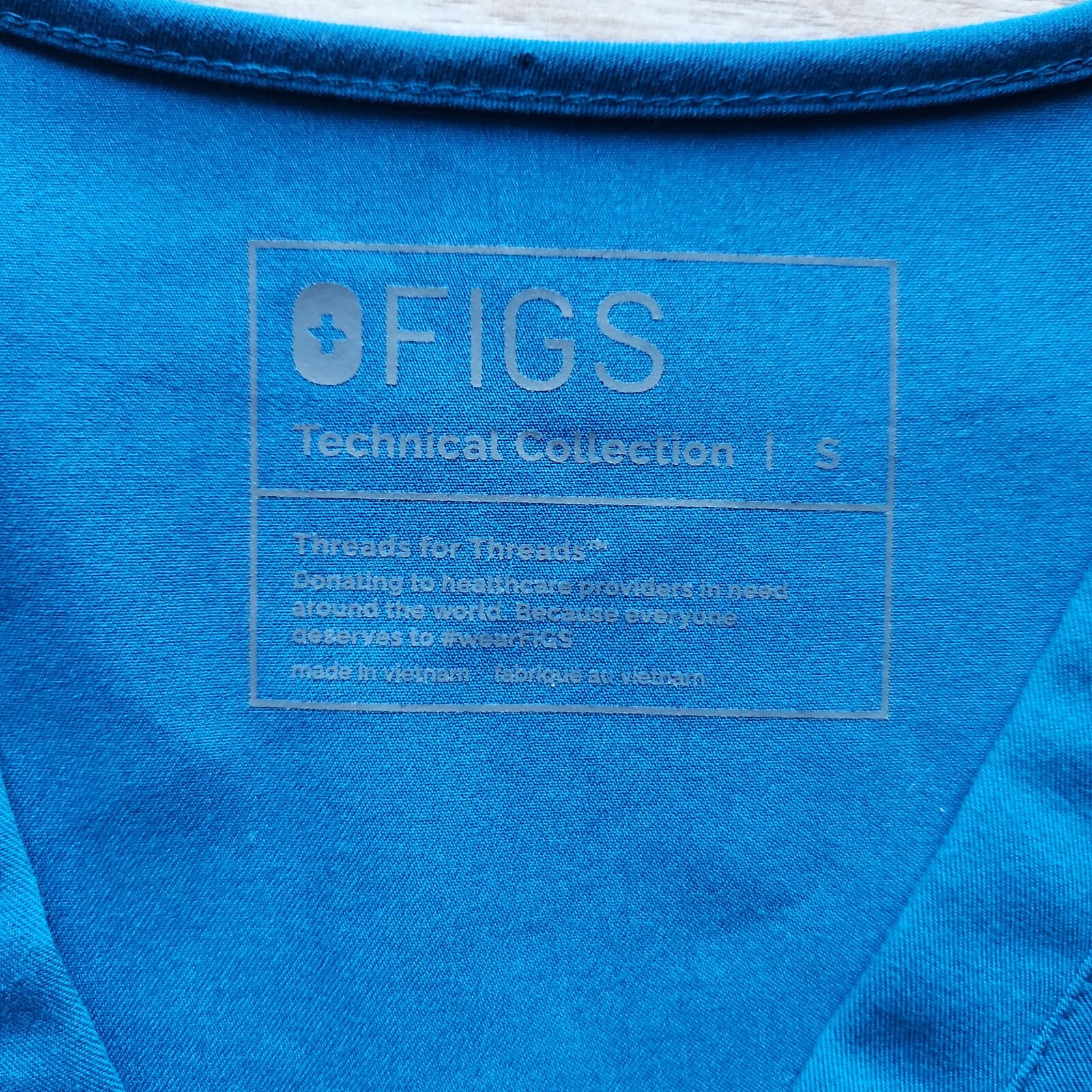 FIGS Technical Collection Casma 3 Pocket Scrub Top Short Sleeve Blue Green-ish S - Thumbnail 8