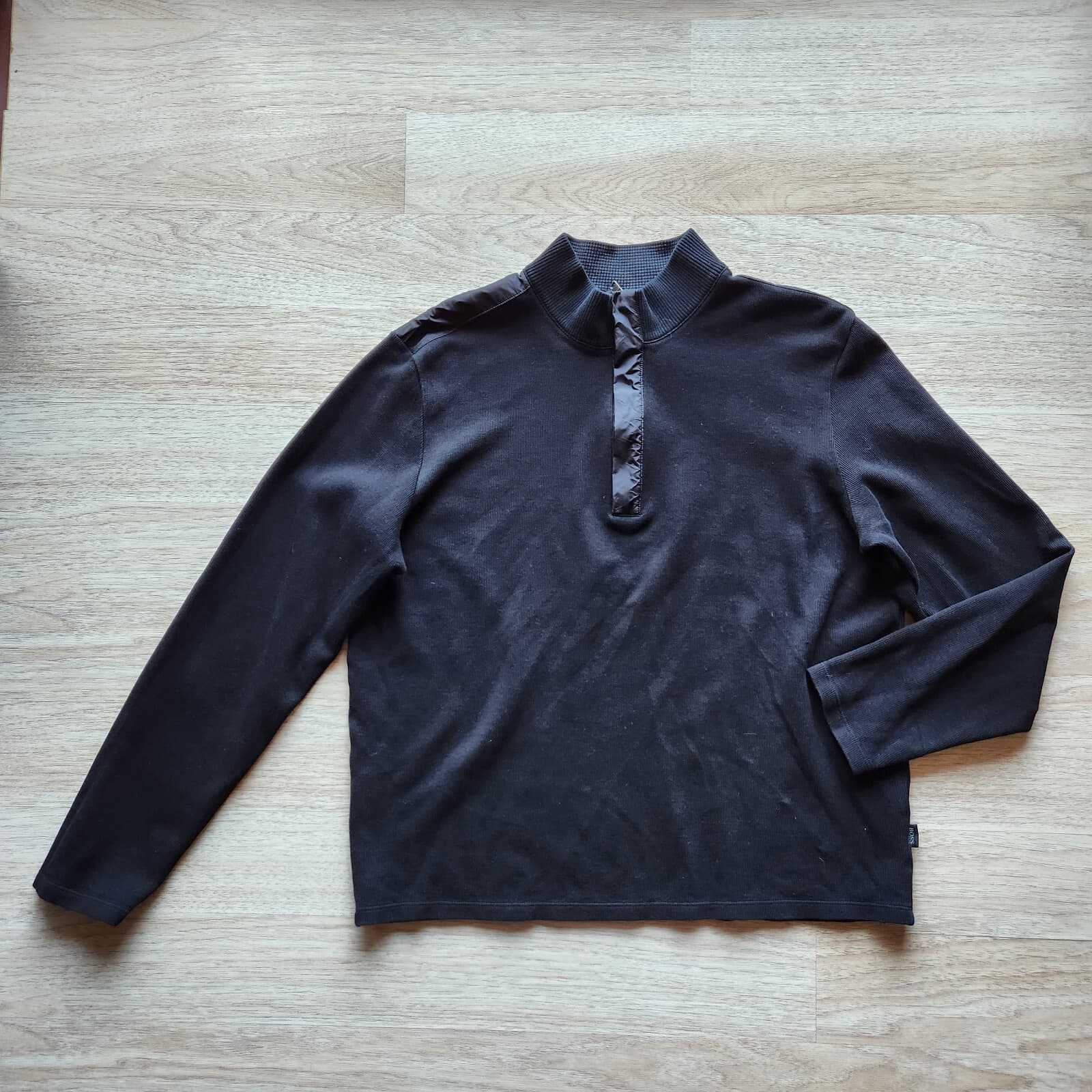 Hugo Boss Piceno Quarter Zip Henley Sweater Pullover Long Sleeve Black Men's XL - Thumbnail 2