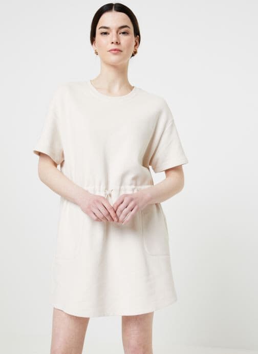 UGG Anisha Mini Dress Short Sleeve Waist-Bungee Cord Terry Knit Beige Bust 44"/L - Thumbnail 5