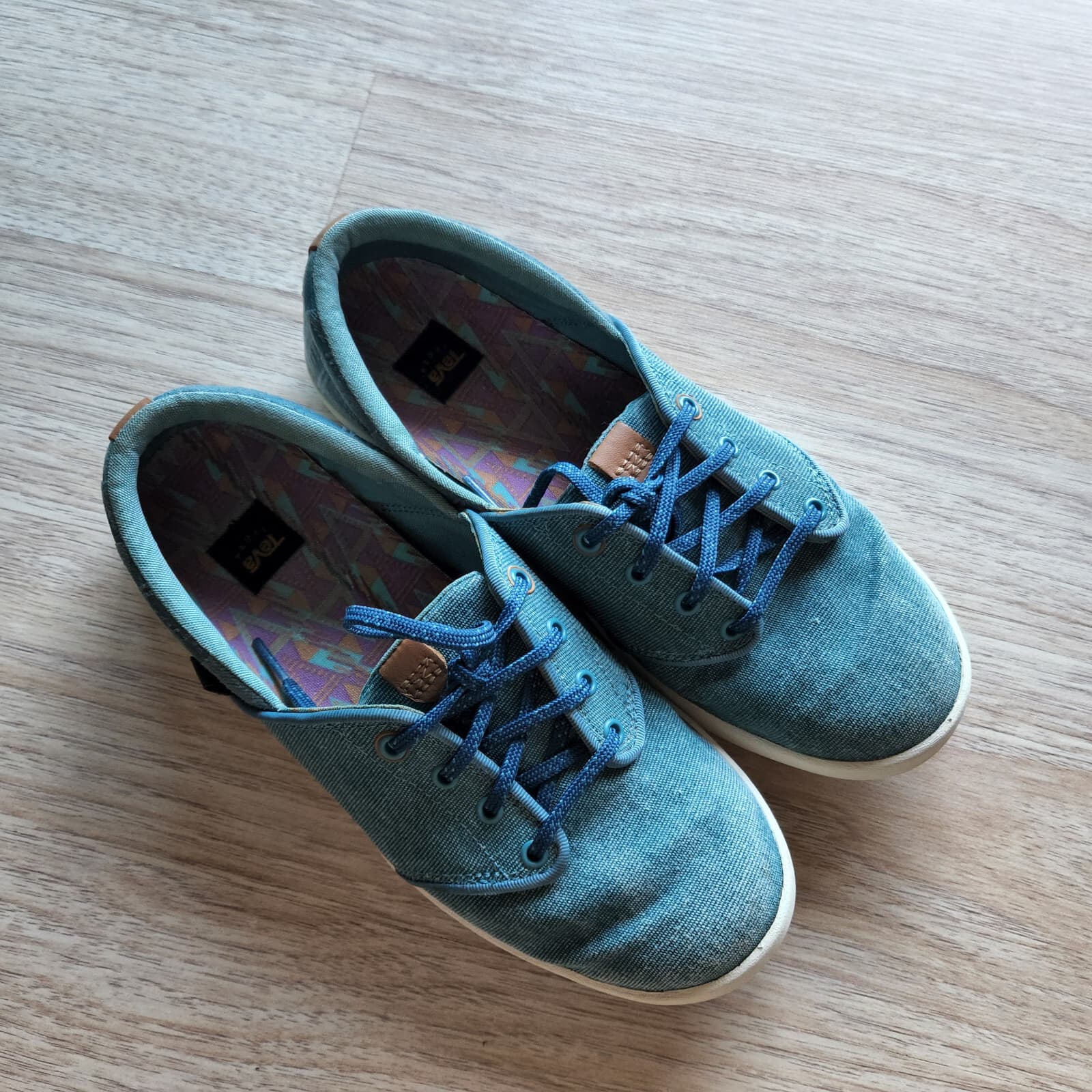 Teva Willow Lace Up Canvas Fashion Sneakers Green-Blue Women US6.5 - Thumbnail 6