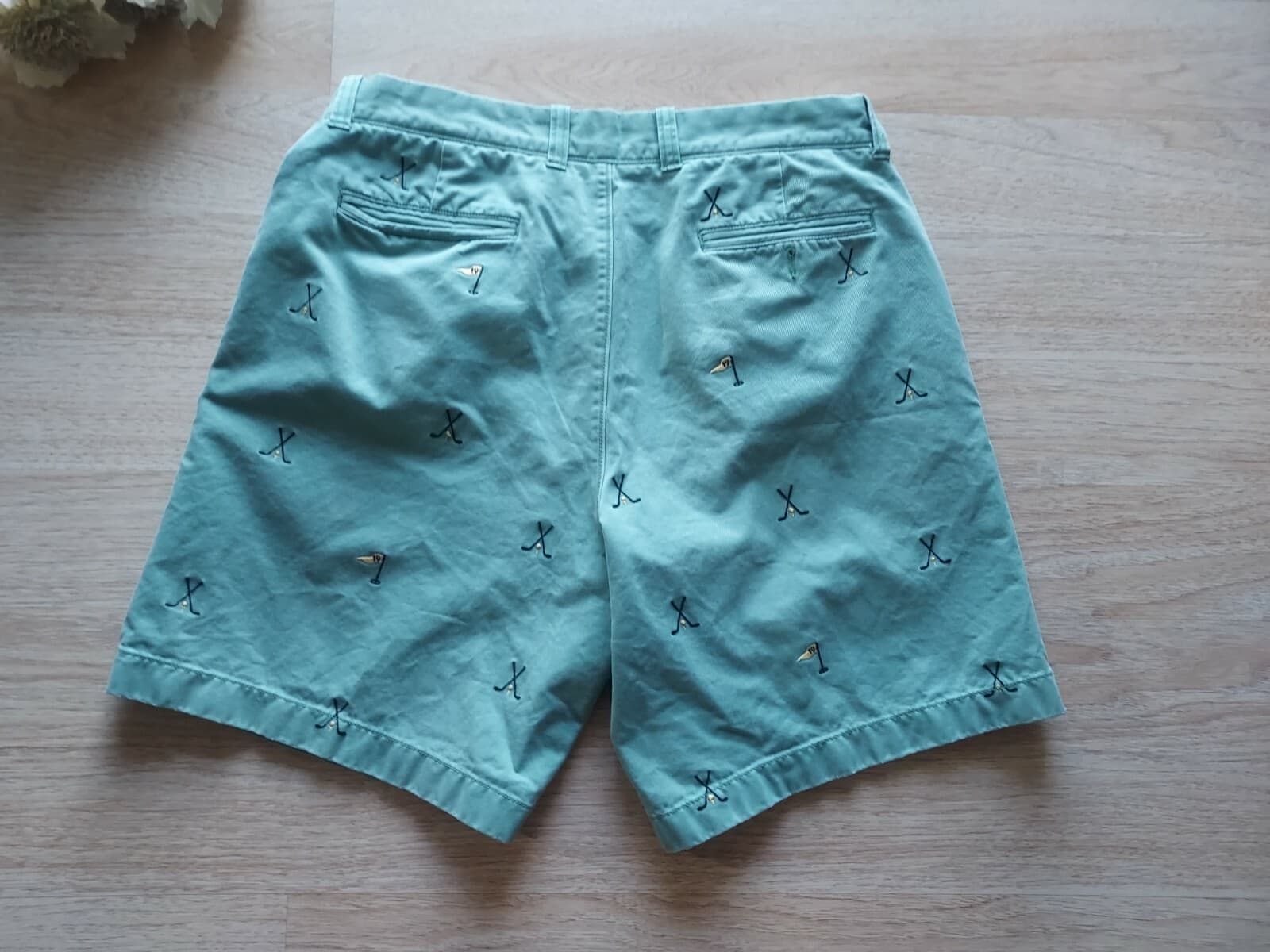 J.Crew Golf-Embroidered Broken-In Chino Shorts Pocket Zip Green Cotton Men 36 - Thumbnail 2