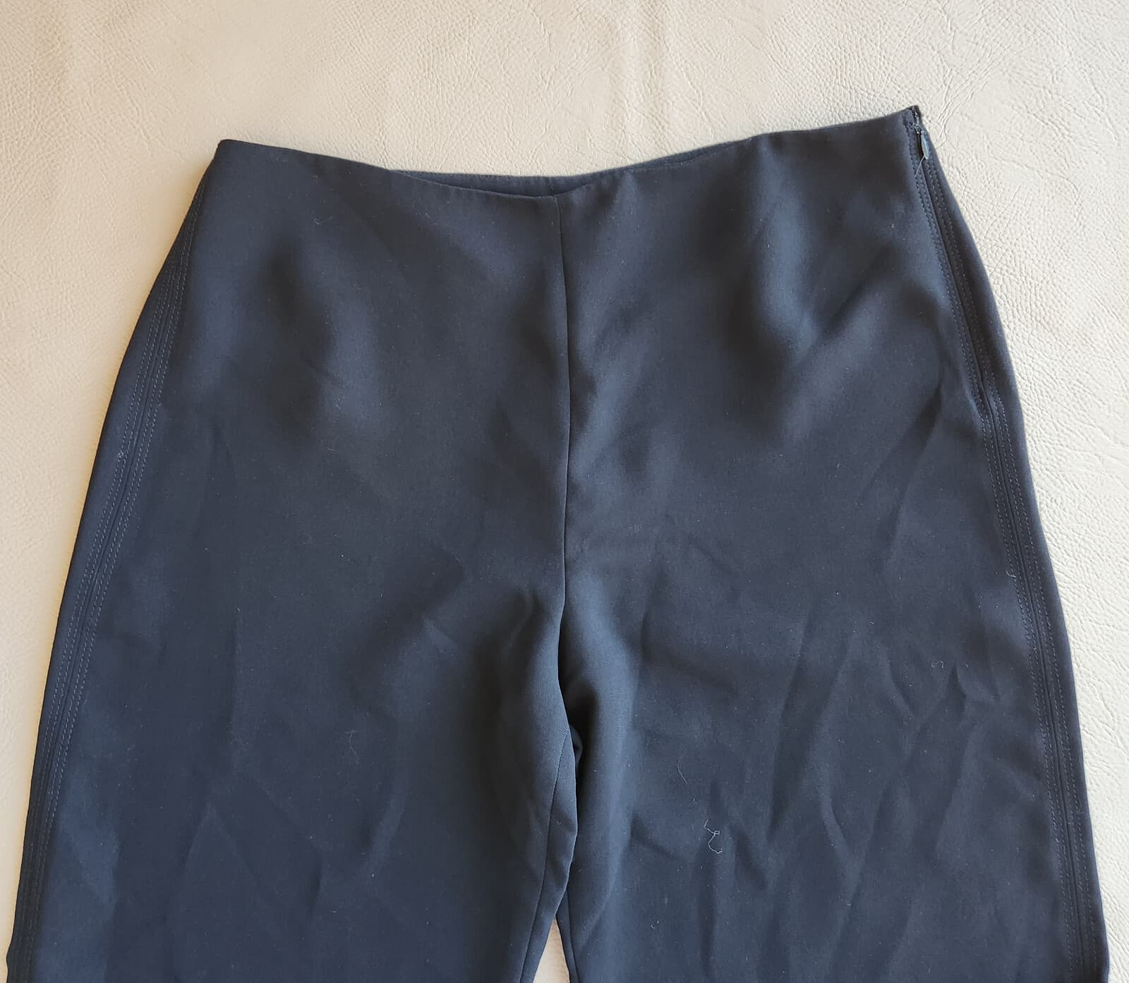 VINCE Straight Wide Leg Chiffon Pants High Waist Zip Black Polyester Women's 12 - Thumbnail 3