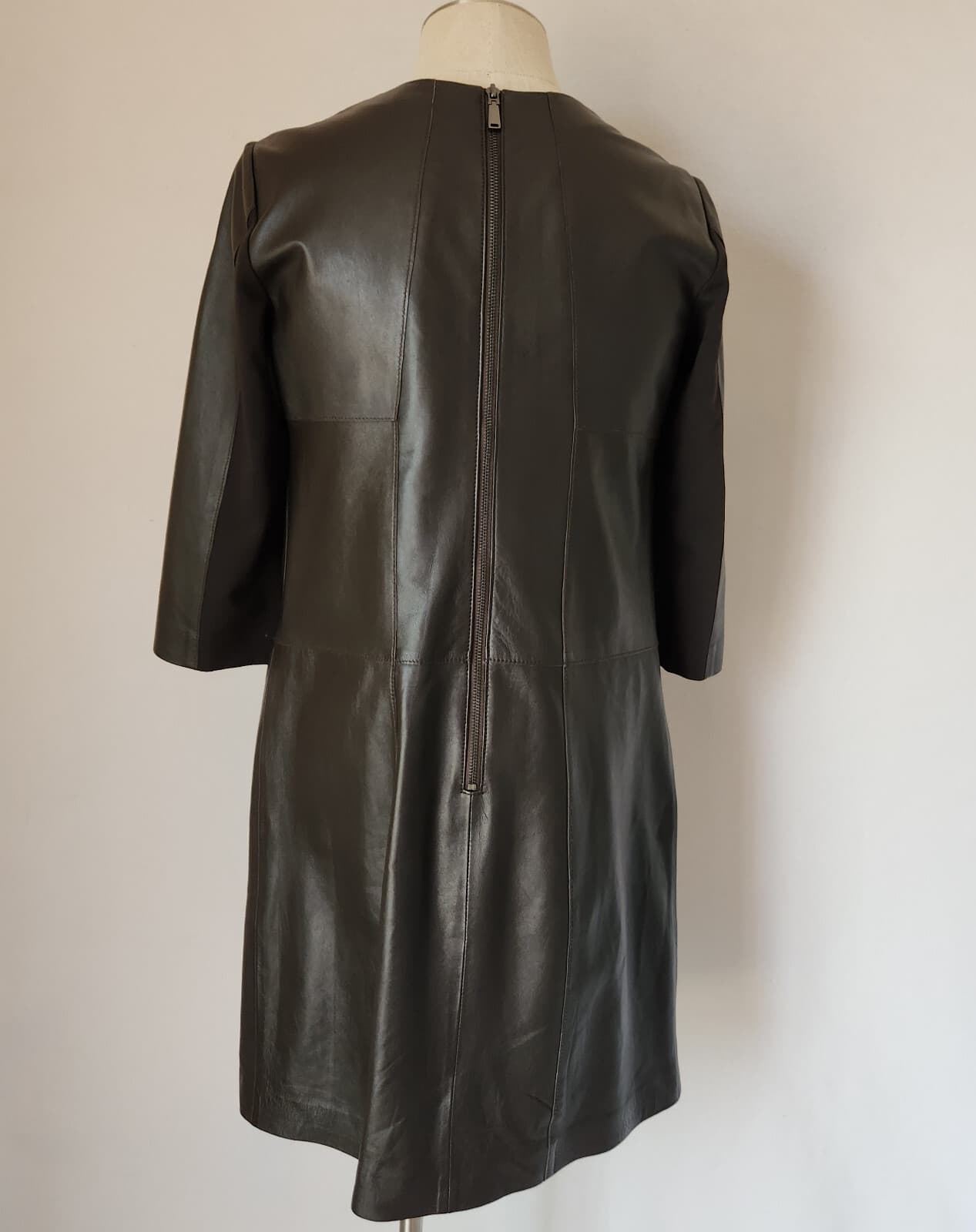 WORTH New York Genuine Leather Ponte Shift Dress 3/4 Sleeve Pocket Brown Size 6 - Thumbnail 9