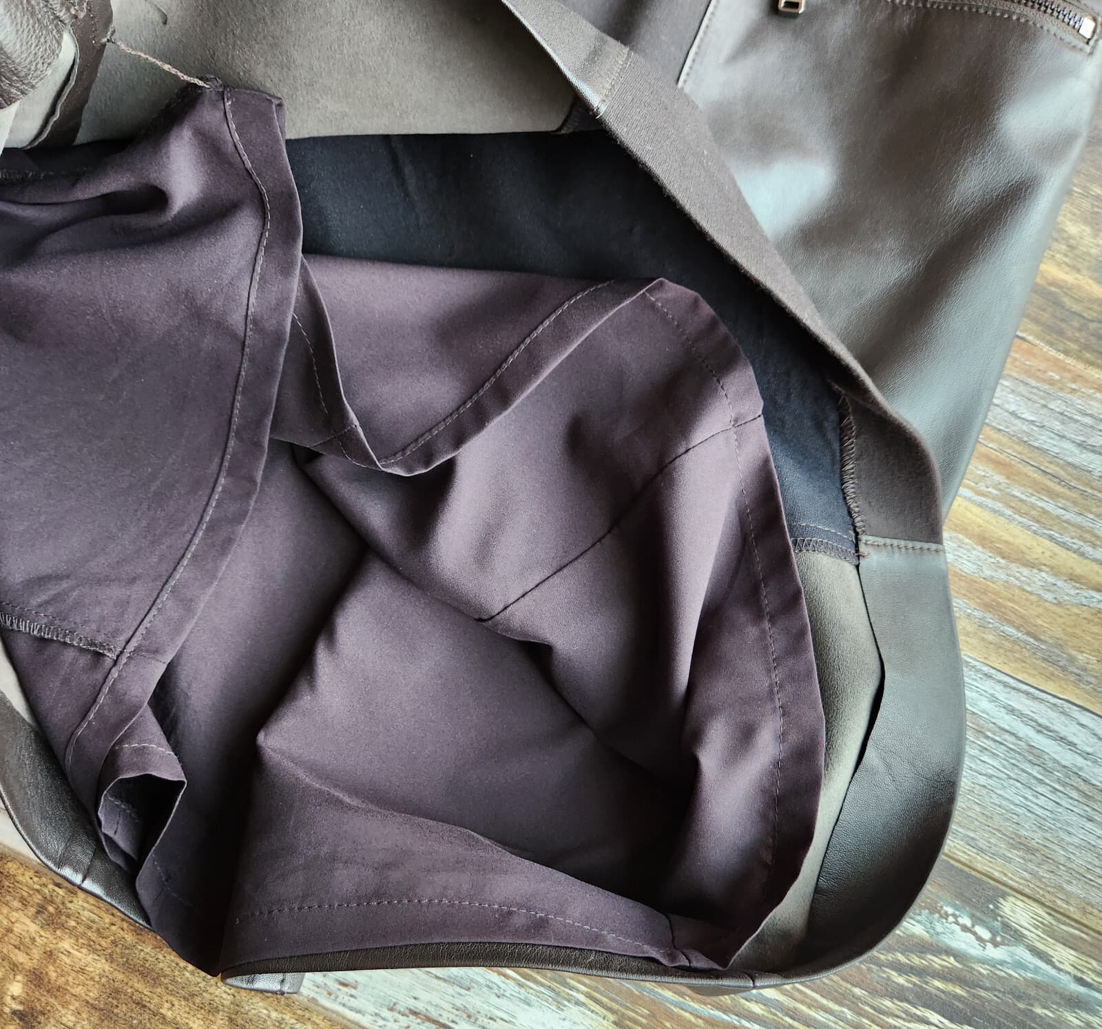 WORTH New York Genuine Leather Ponte Shift Dress 3/4 Sleeve Pocket Brown Size 6 - Thumbnail 10