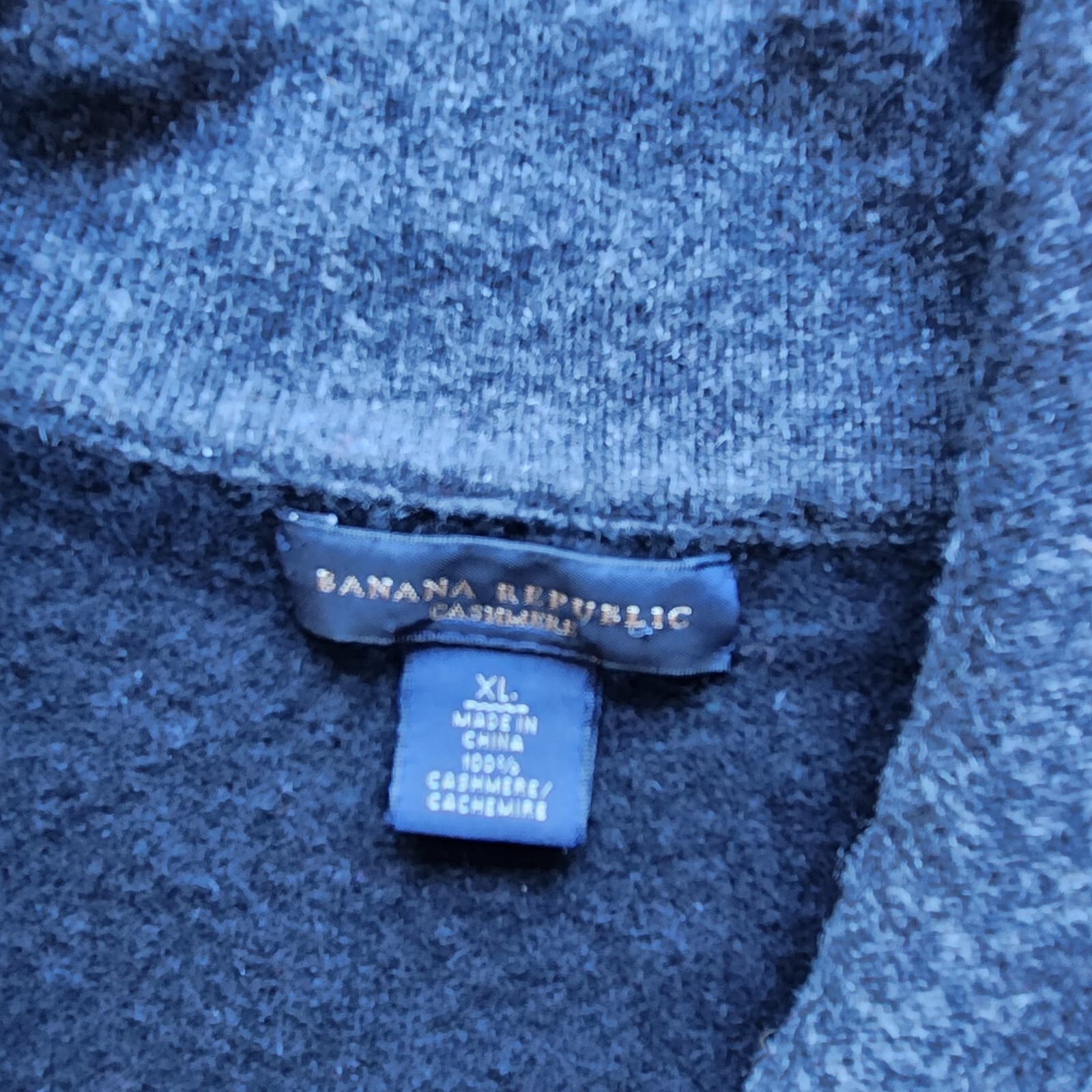 Banana Republic Cashmere Quarter Zip Henley Sweater Elbow-Patch Black Men's XL - Thumbnail 8
