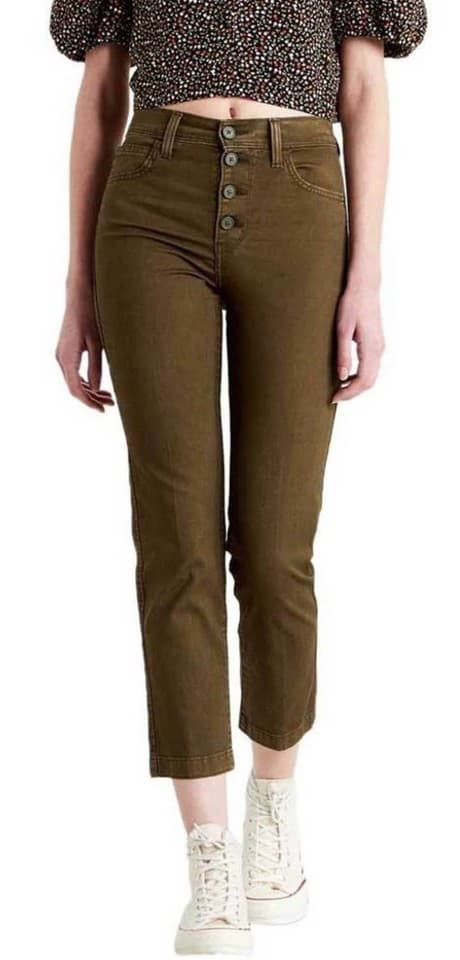 NEW Levi's Premium Not For Resale 724 High-Rise Straight Crop Pants Green Sz.27 - Thumbnail 2
