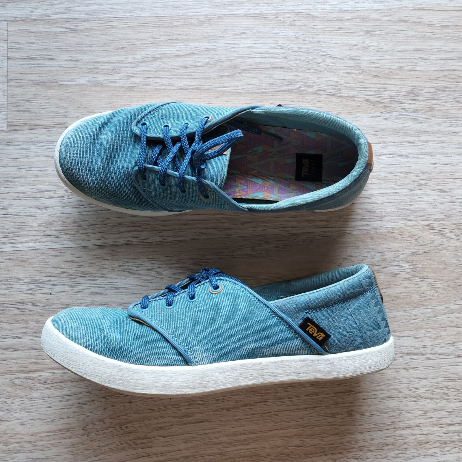 Teva Willow Lace Up Canvas Fashion Sneakers Green-Blue Women US6.5 - Thumbnail 2
