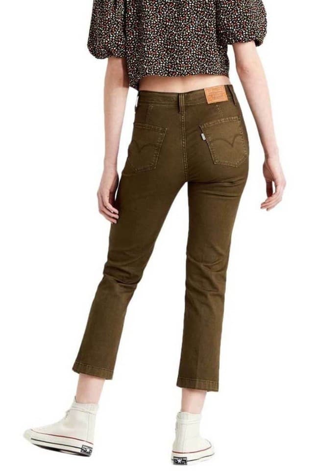 NEW Levi's Premium Not For Resale 724 High-Rise Straight Crop Pants Green Sz.27 - Thumbnail 6