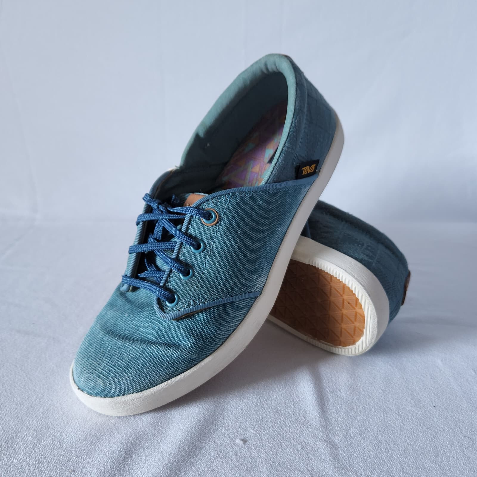 Teva Willow Lace Up Canvas Fashion Sneakers Green-Blue Women US6.5 - Thumbnail 3