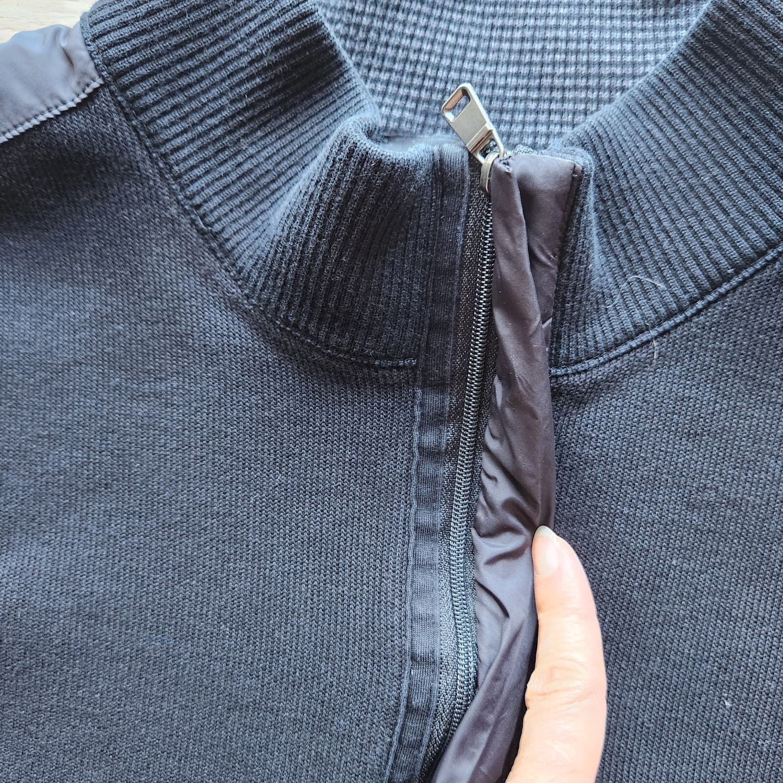 Hugo Boss Piceno Quarter Zip Henley Sweater Pullover Long Sleeve Black Men's XL - Thumbnail 7