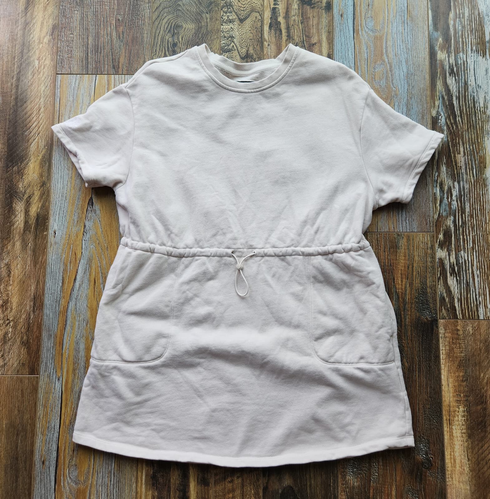 UGG Anisha Mini Dress Short Sleeve Waist-Bungee Cord Terry Knit Beige Bust 44"/L - Thumbnail 2