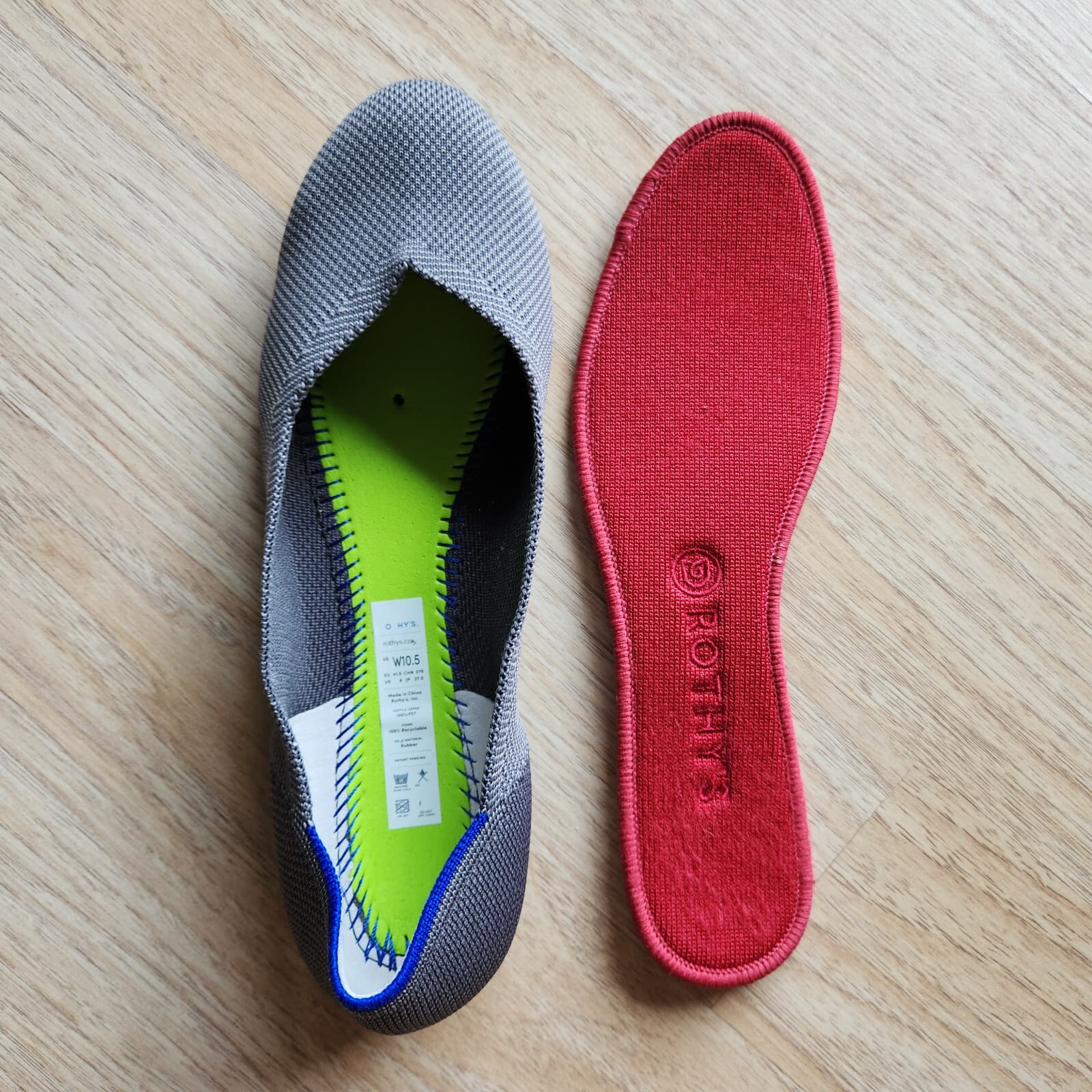 Rothy’s The Flat Round Toe Slip On Ballet Flat Comfort Flexible Gray Sz.US10.5 - Thumbnail 9