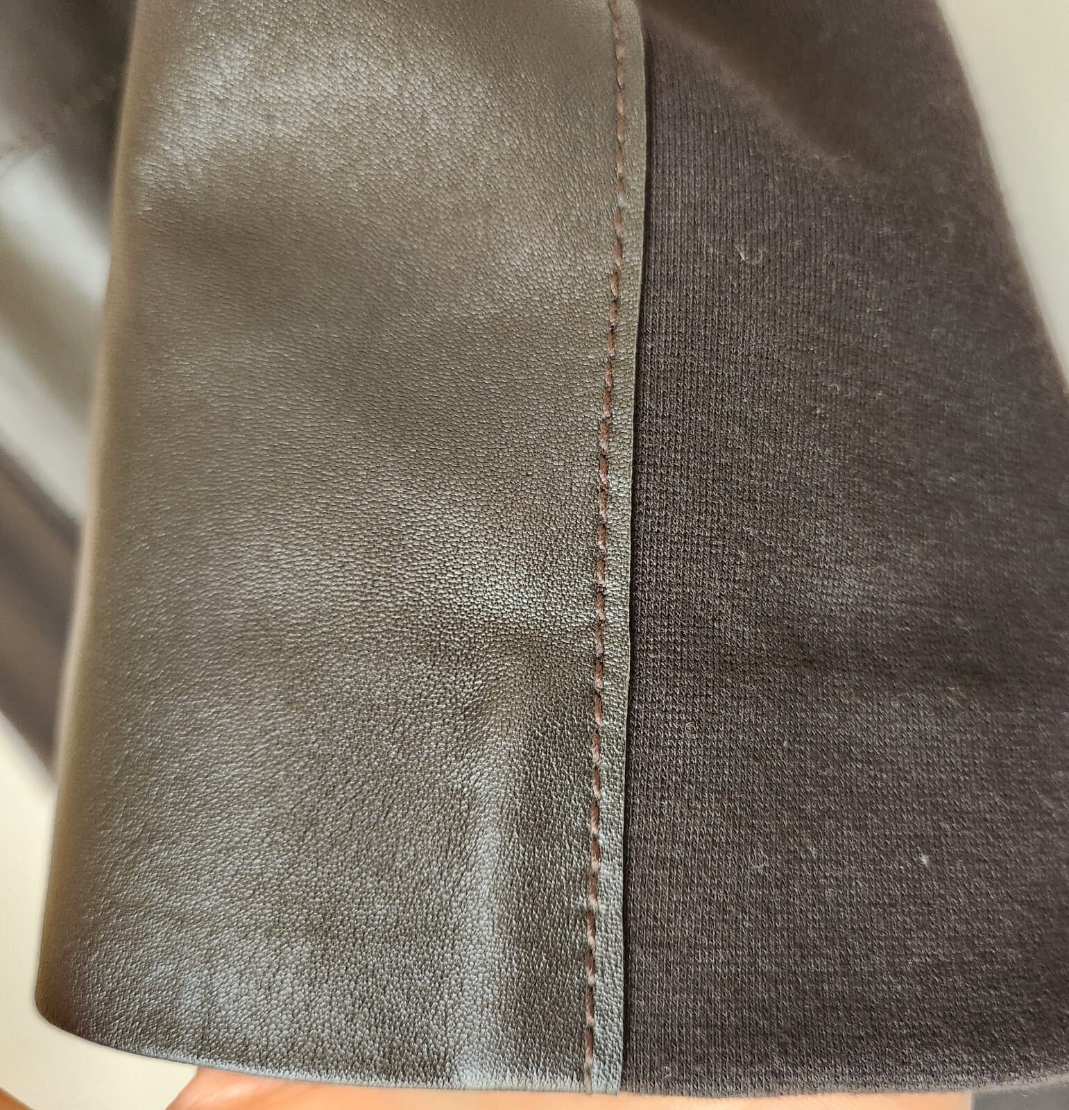WORTH New York Genuine Leather Ponte Shift Dress 3/4 Sleeve Pocket Brown Size 6 - Thumbnail 8