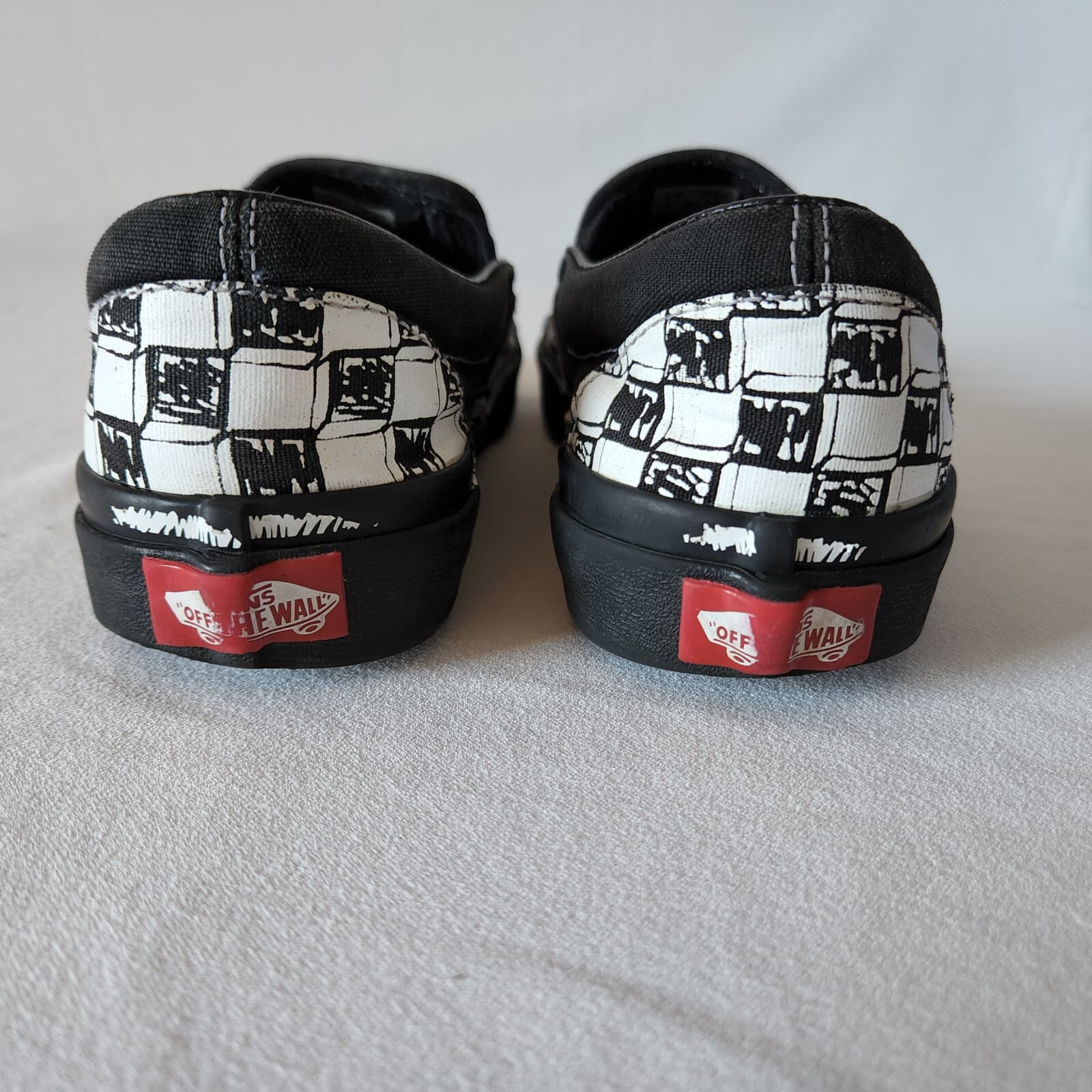 Vans Sketch Checkerboard Slip-On Canvas Sneaker Black White Unisex US-W5.5 M4 - Thumbnail 6