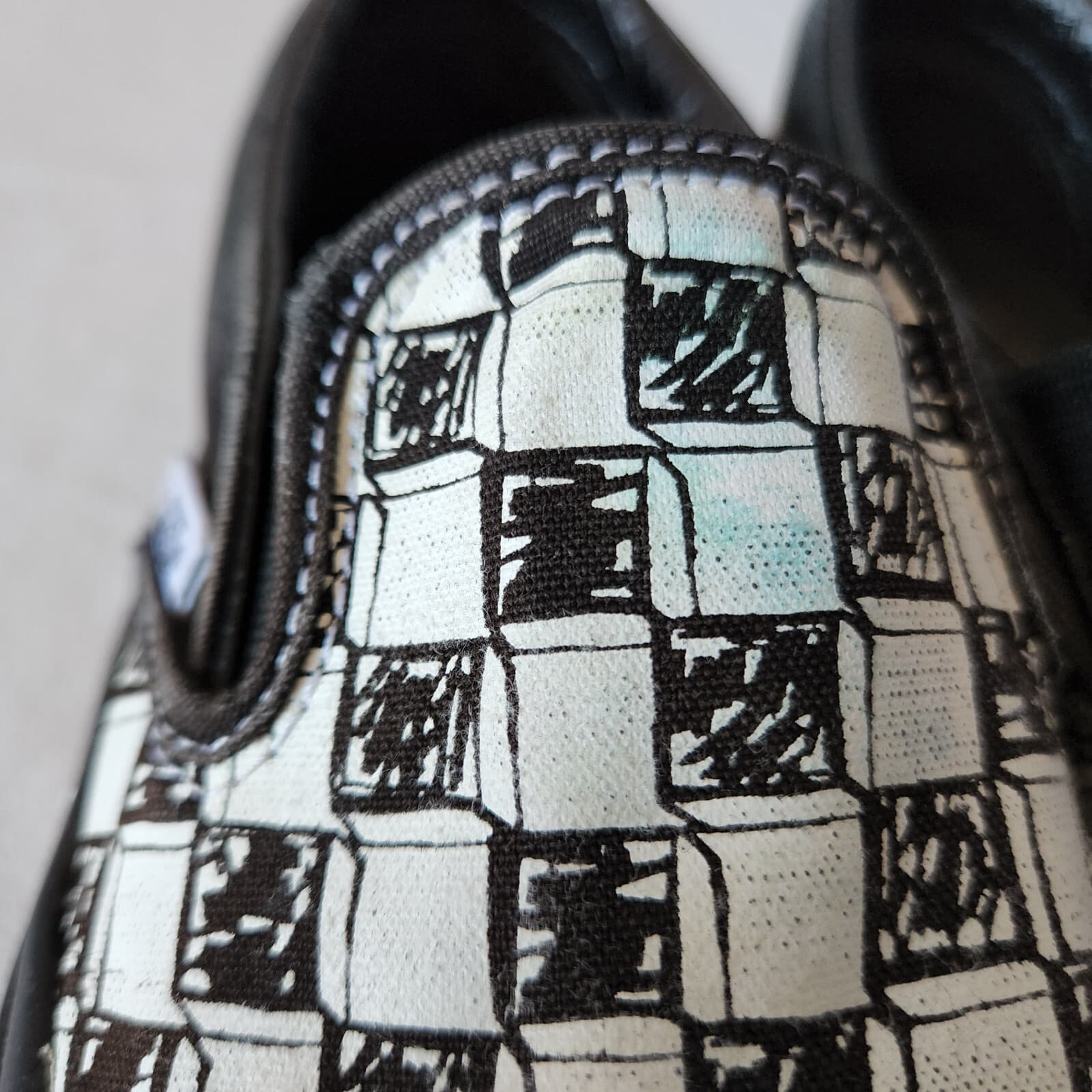 Vans Sketch Checkerboard Slip-On Canvas Sneaker Black White Unisex US-W5.5 M4 - Thumbnail 8