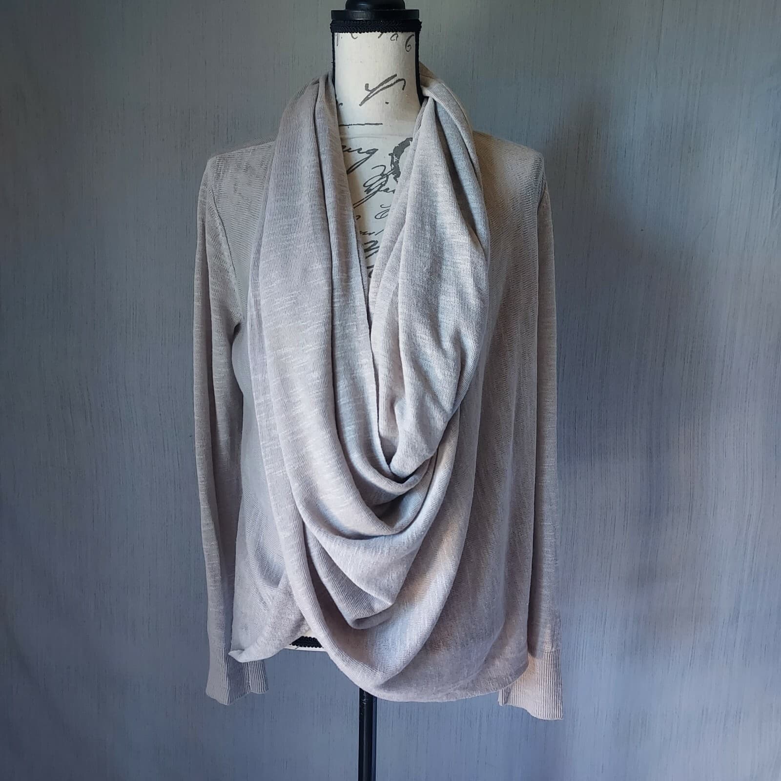 J.Jill Linen Blend Knit Infinity Draped Wrap Neckline Sweater Beige XS(oversize) - Thumbnail 2