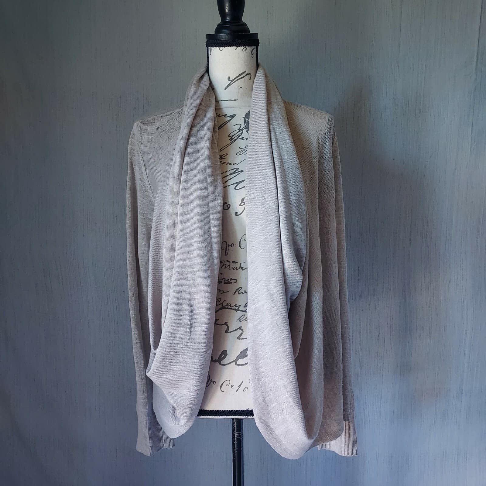 J.Jill Linen Blend Knit Infinity Draped Wrap Neckline Sweater Beige XS(oversize) - Thumbnail 3