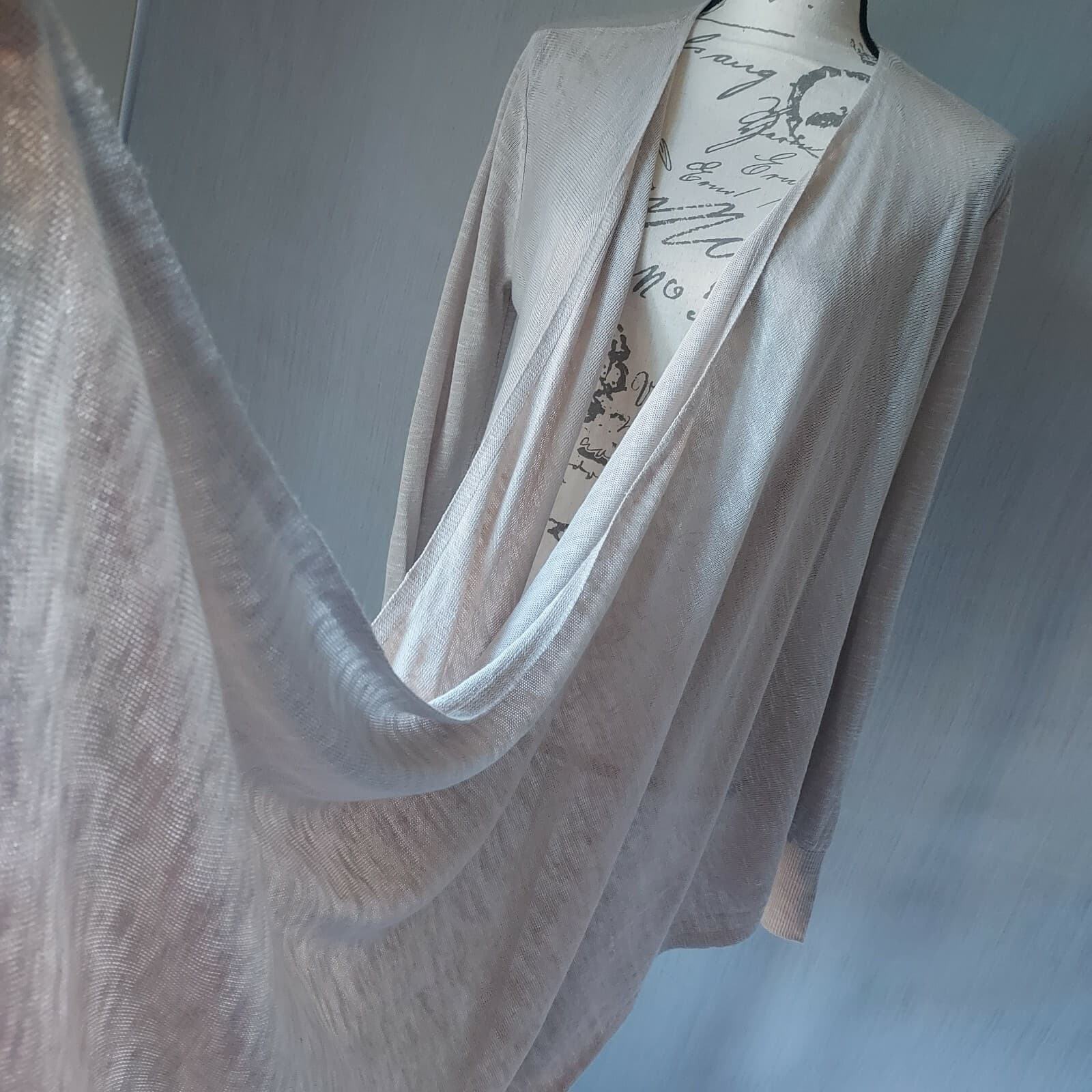 J.Jill Linen Blend Knit Infinity Draped Wrap Neckline Sweater Beige XS(oversize) - Thumbnail 5