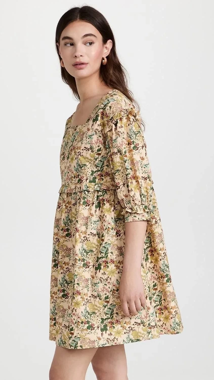 Meadows Daphne Wildflower Babydoll Mini Dress Puff Sleeve Organic Cotton Size 2 - Thumbnail 4