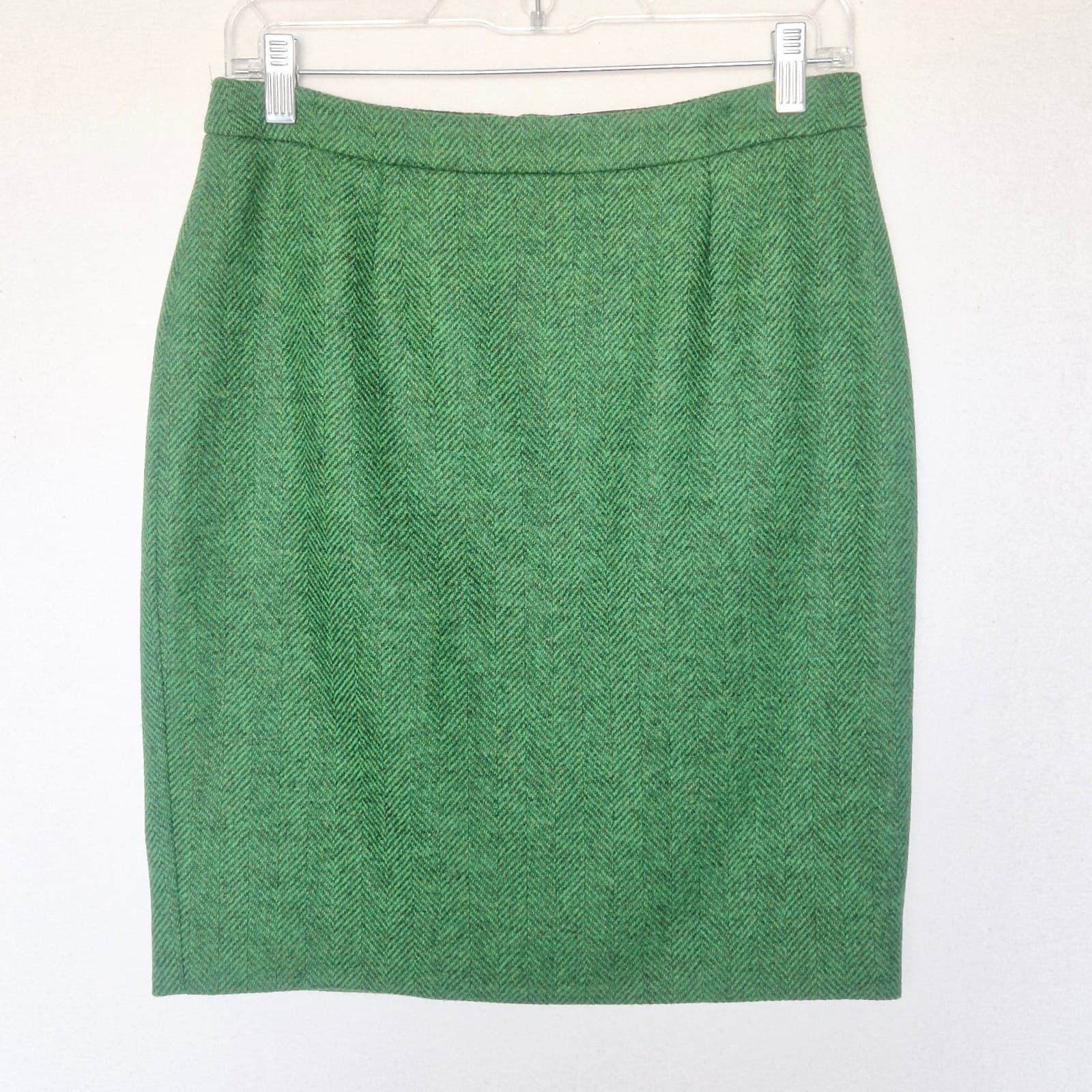 Boden Heritage British Tweed 100% Wool Herringbone Pencil Skirt Green Women's 6P - Thumbnail 3