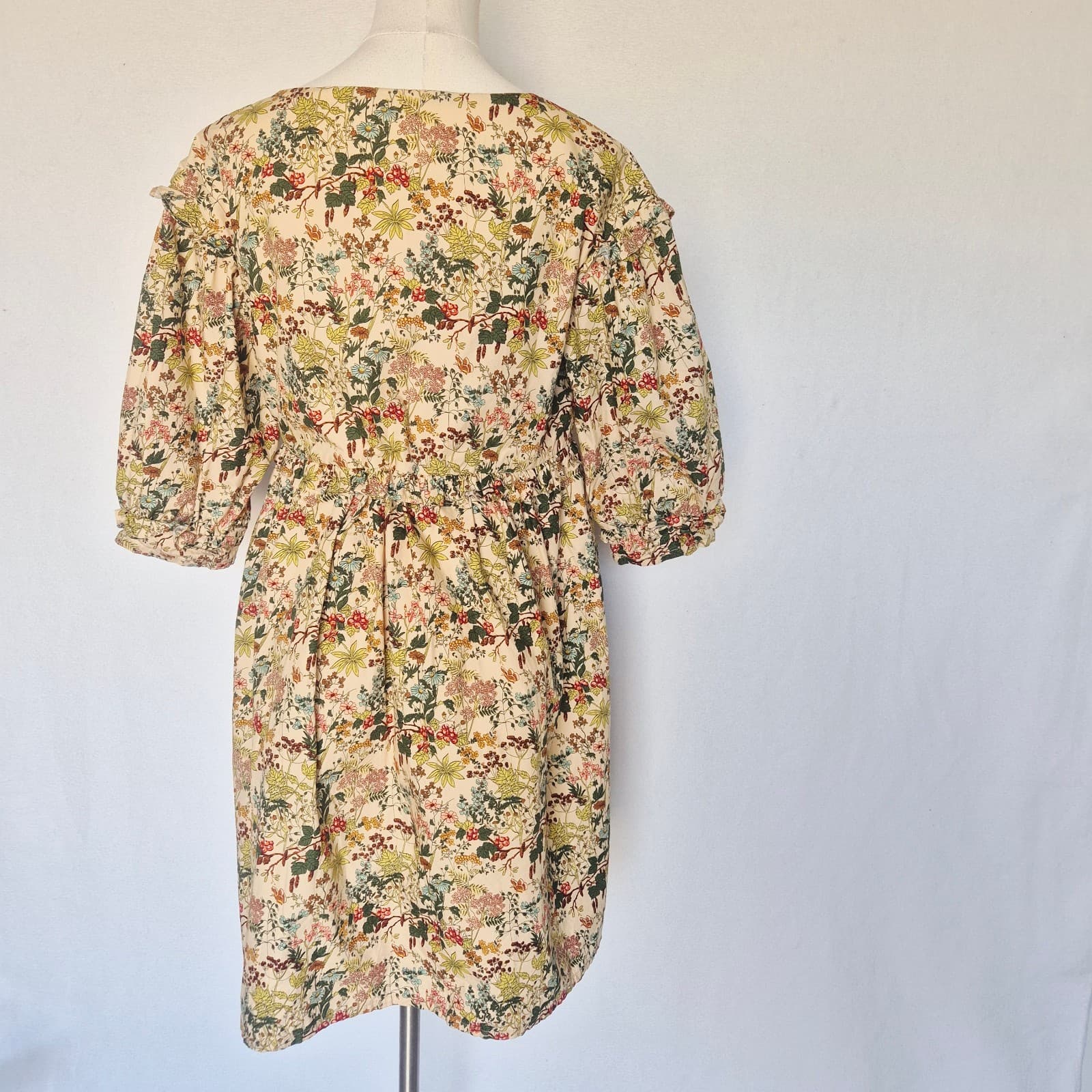 Meadows Daphne Wildflower Babydoll Mini Dress Puff Sleeve Organic Cotton Size 2 - Thumbnail 9