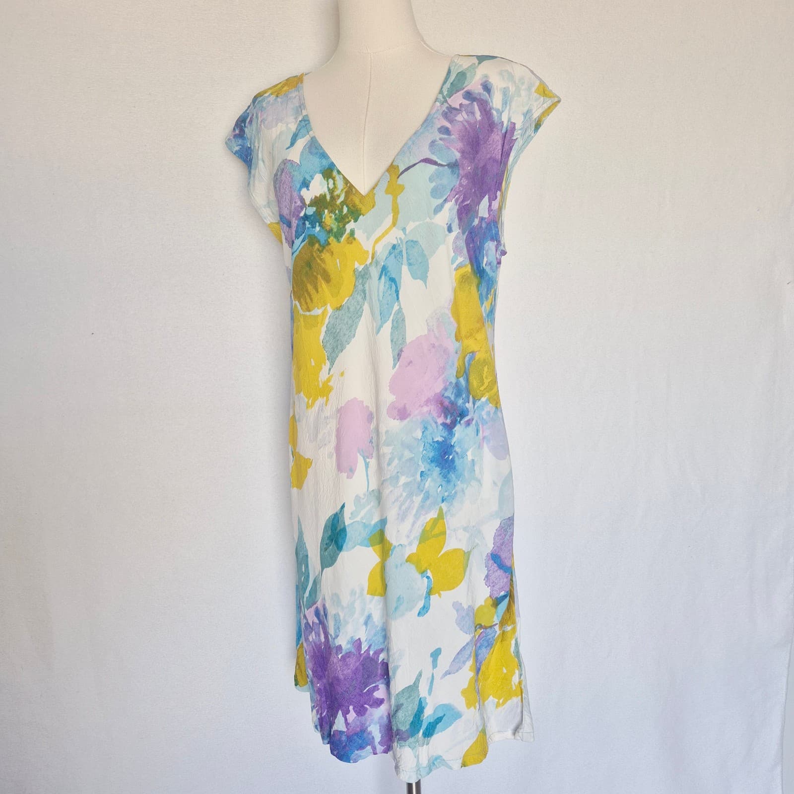 Jams World Hawaii Winter Blossoms Watercolor Floral Tunic Sleeveless Dress Sz.XL - Thumbnail 2