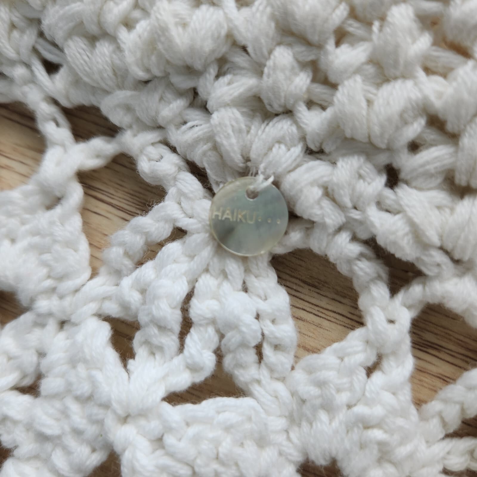 HAIKU Crochet Open Front Cardigan 3/4 Sleeve 100% Cotton White Women Sz.M - Thumbnail 6