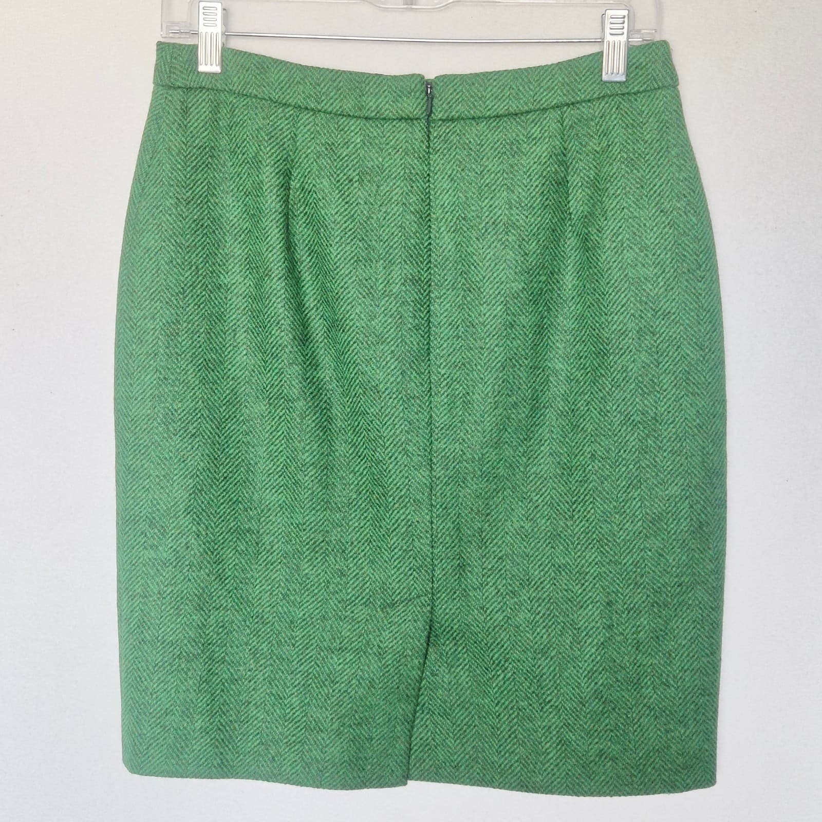 Boden Heritage British Tweed 100% Wool Herringbone Pencil Skirt Green Women's 6P - Thumbnail 5