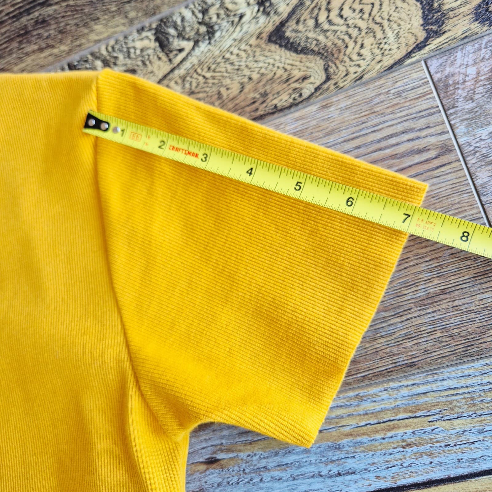 NWoT Charlotte Ribbed Knit Maxi Dress Short Sleeve Raw-Hem Mustard Bust 32" (S) - Thumbnail 13