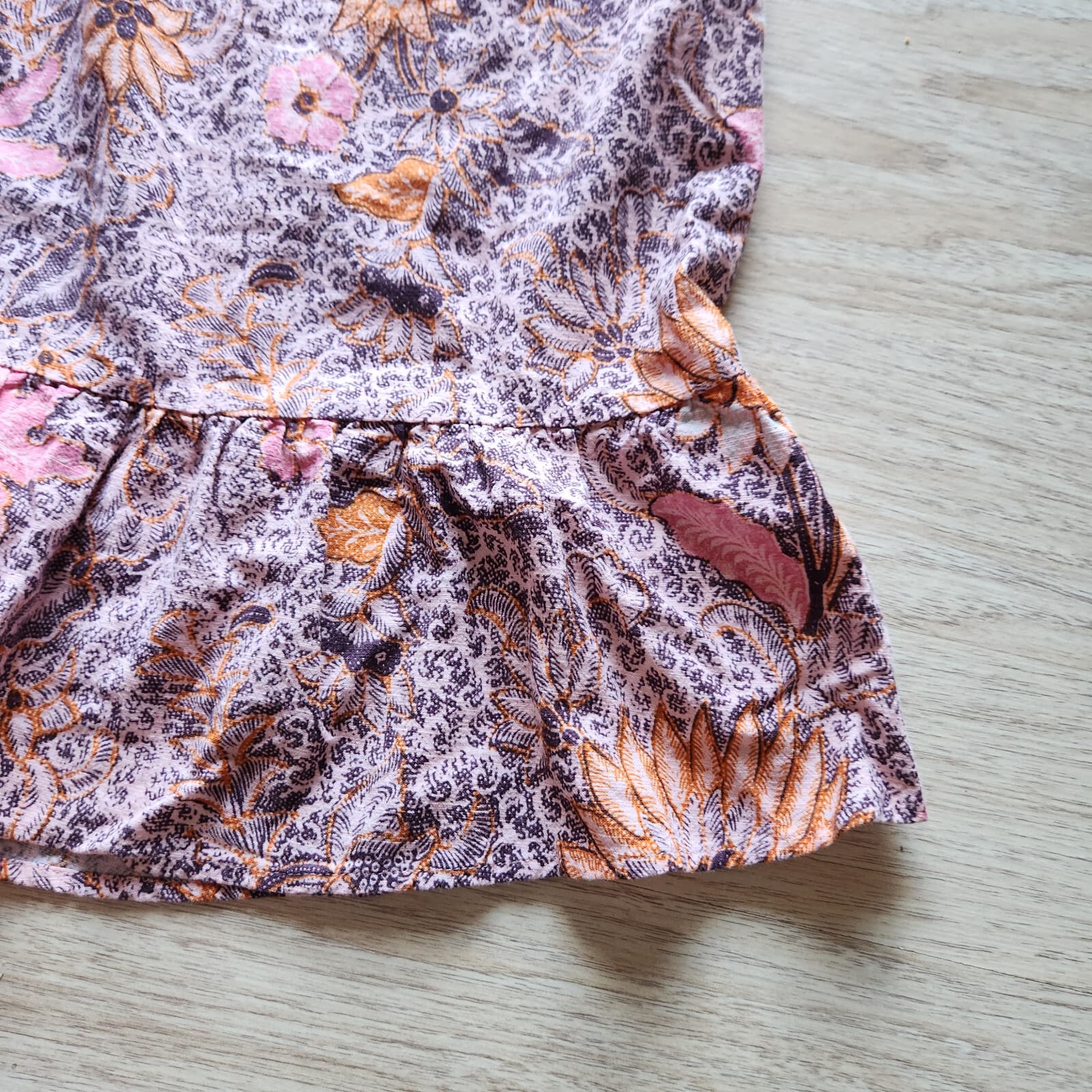 Madewell Floral Lace-Up Midi Dress Ruffle-Hem Sleeveless Bali Blooms Pink Sz.20 - Thumbnail 9