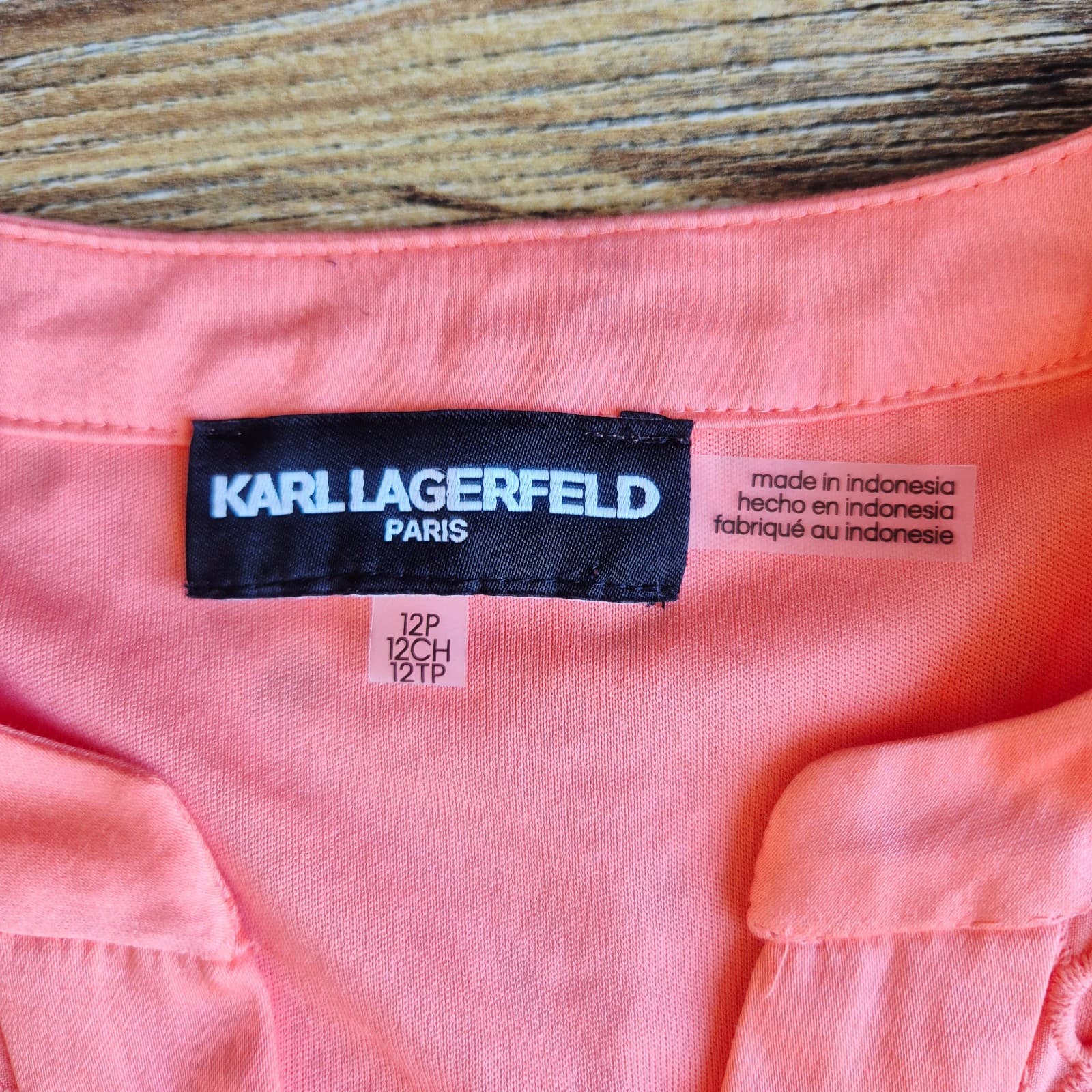 NWoT Karl Lagerfeld Cotton Eyelet Belted Midi Shirt Dress Button Orange Sz.12P - Thumbnail 11