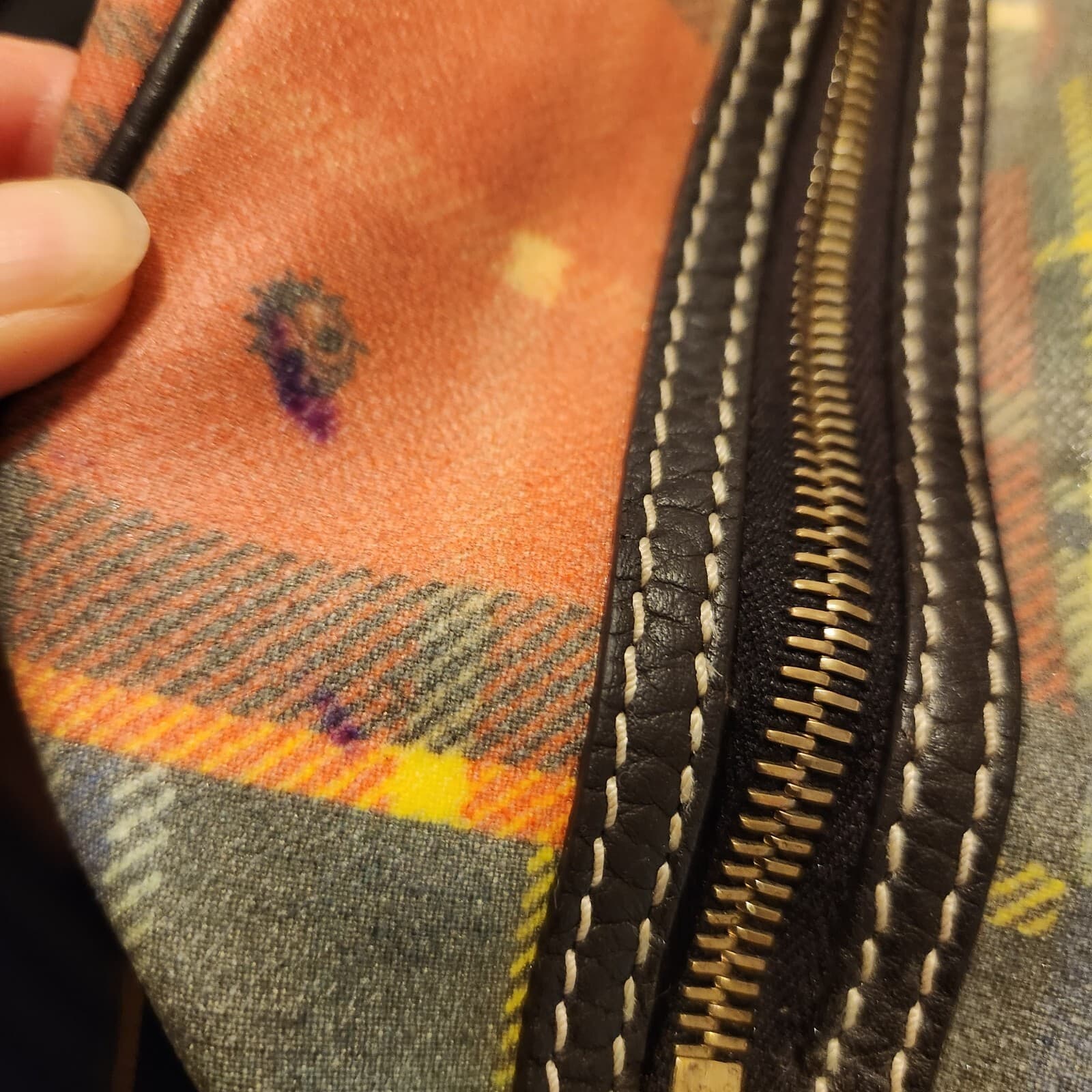 Dooney & Bourke Ladybug Multicolor Plaid Madras Black Leather Tassel Satchel Bag - Thumbnail 16