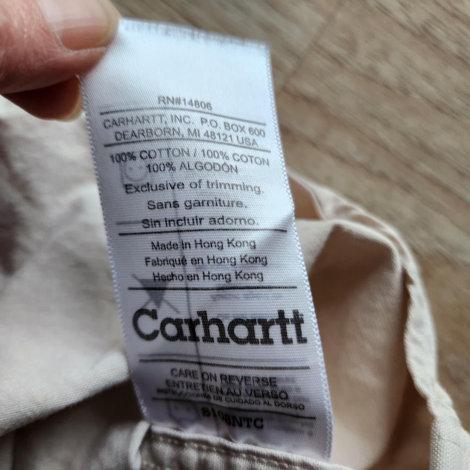 Vintage Charhartt 100% Cotton Button-Down Shirt Long Sleeve Beige Men's XL-Tall - Thumbnail 6