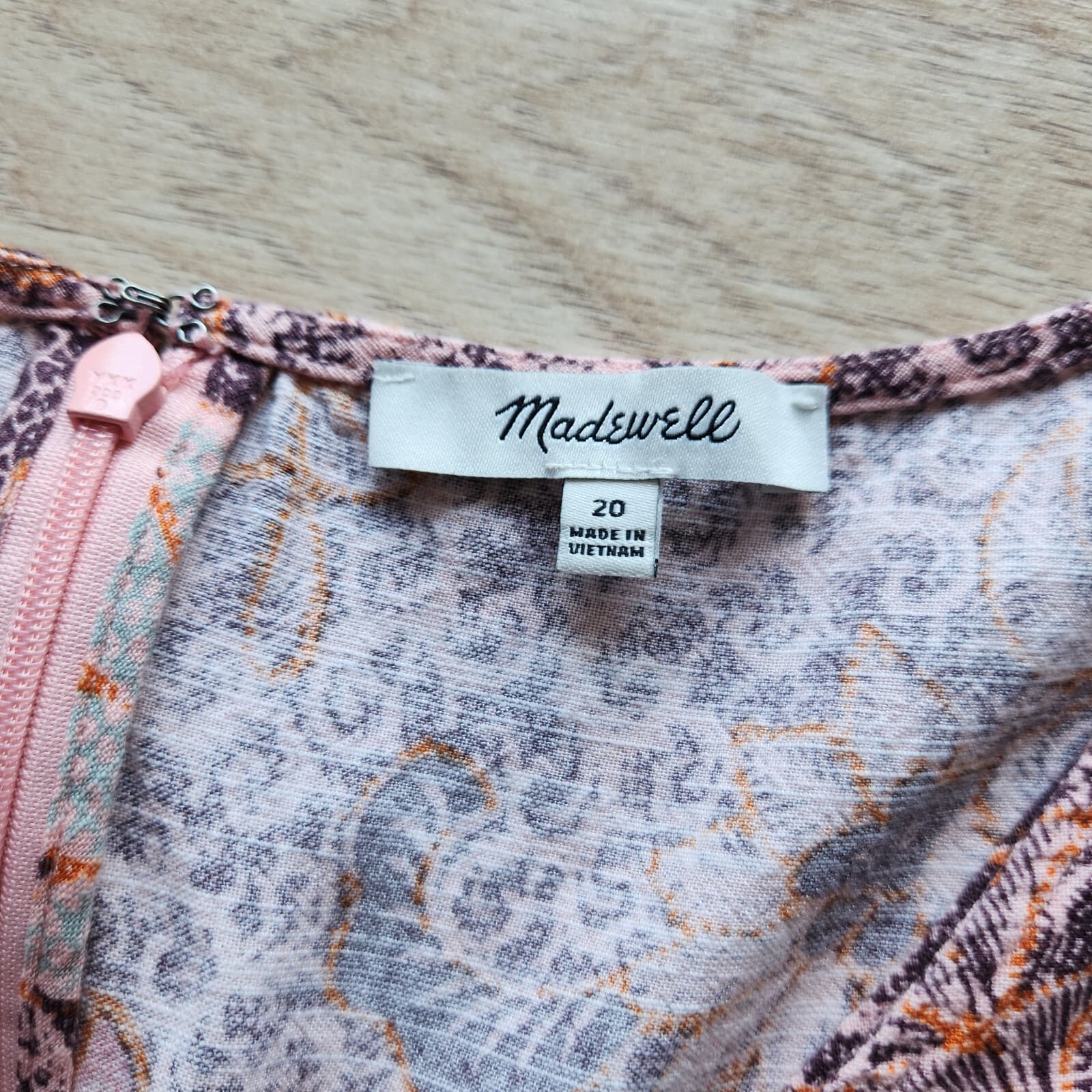 Madewell Floral Lace-Up Midi Dress Ruffle-Hem Sleeveless Bali Blooms Pink Sz.20 - Thumbnail 11