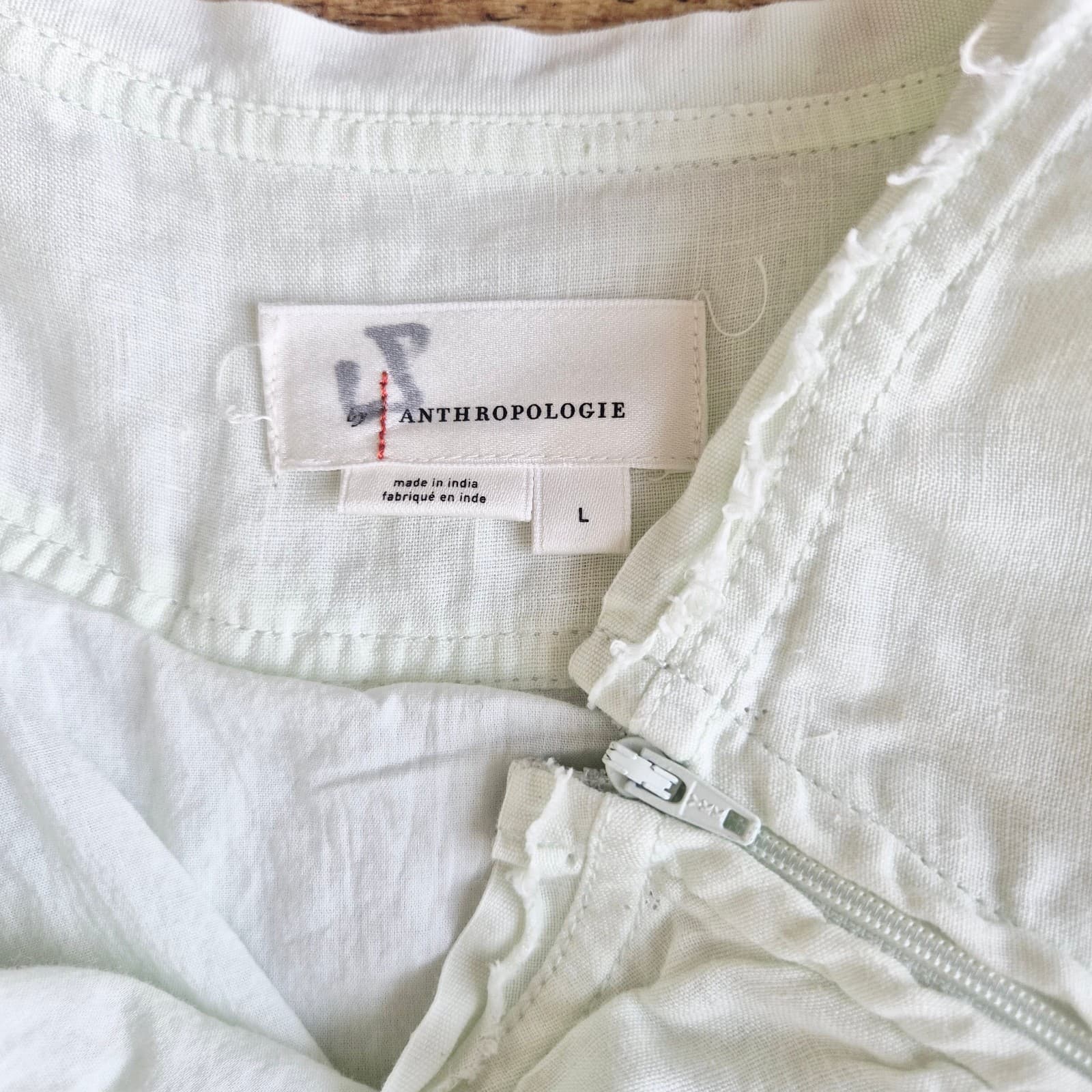 By Anthropologie 100% Linen Godet A-Line Skirt Zip Lined Light Green Women's L - Thumbnail 11