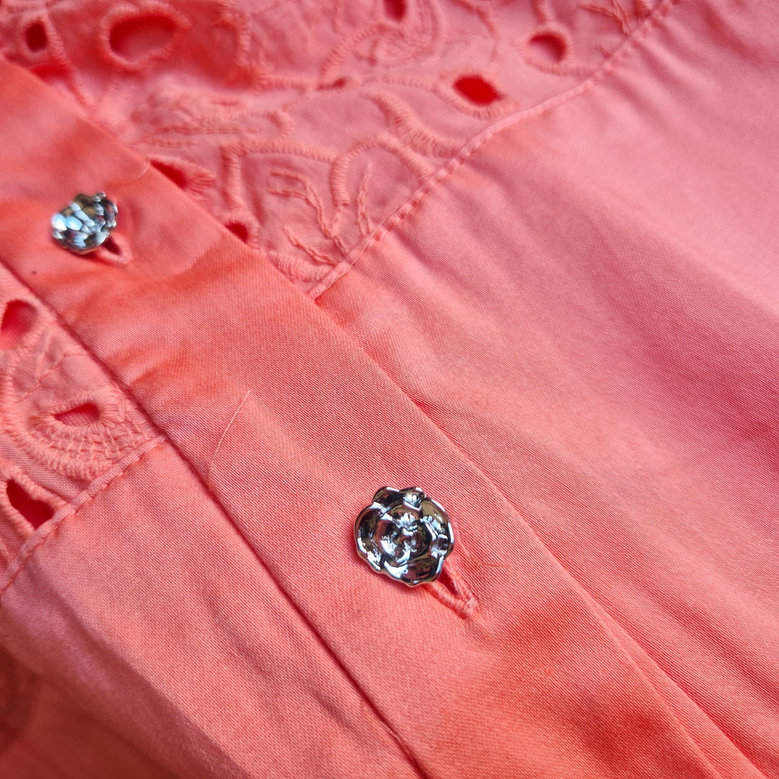 NWoT Karl Lagerfeld Cotton Eyelet Belted Midi Shirt Dress Button Orange Sz.12P - Thumbnail 9