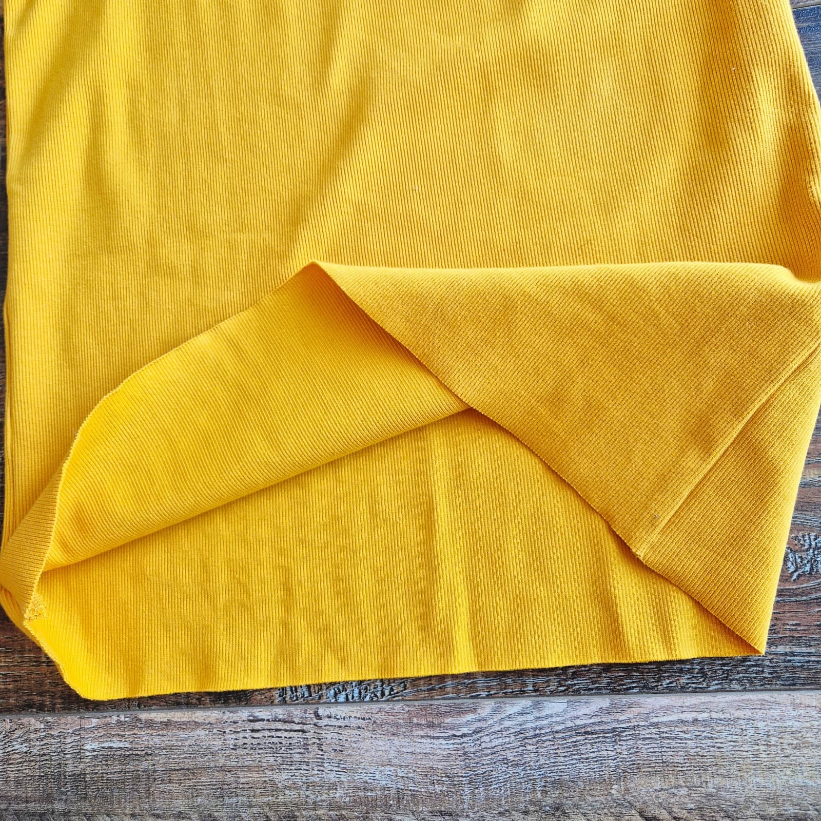 NWoT Charlotte Ribbed Knit Maxi Dress Short Sleeve Raw-Hem Mustard Bust 32" (S) - Thumbnail 10