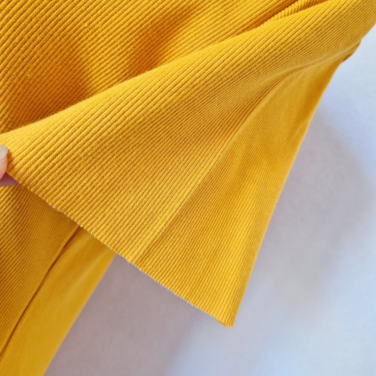 NWoT Charlotte Ribbed Knit Maxi Dress Short Sleeve Raw-Hem Mustard Bust 32" (S) - Thumbnail 7