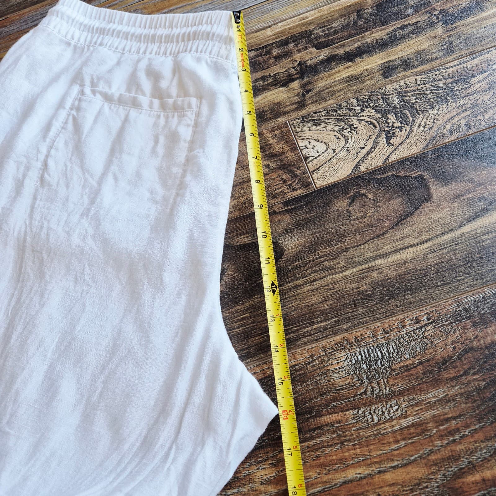 Athleta Retreat High Rise Linen Ankle Pants Elastic Waist Zip-Pocket White Sz.1X - Thumbnail 12