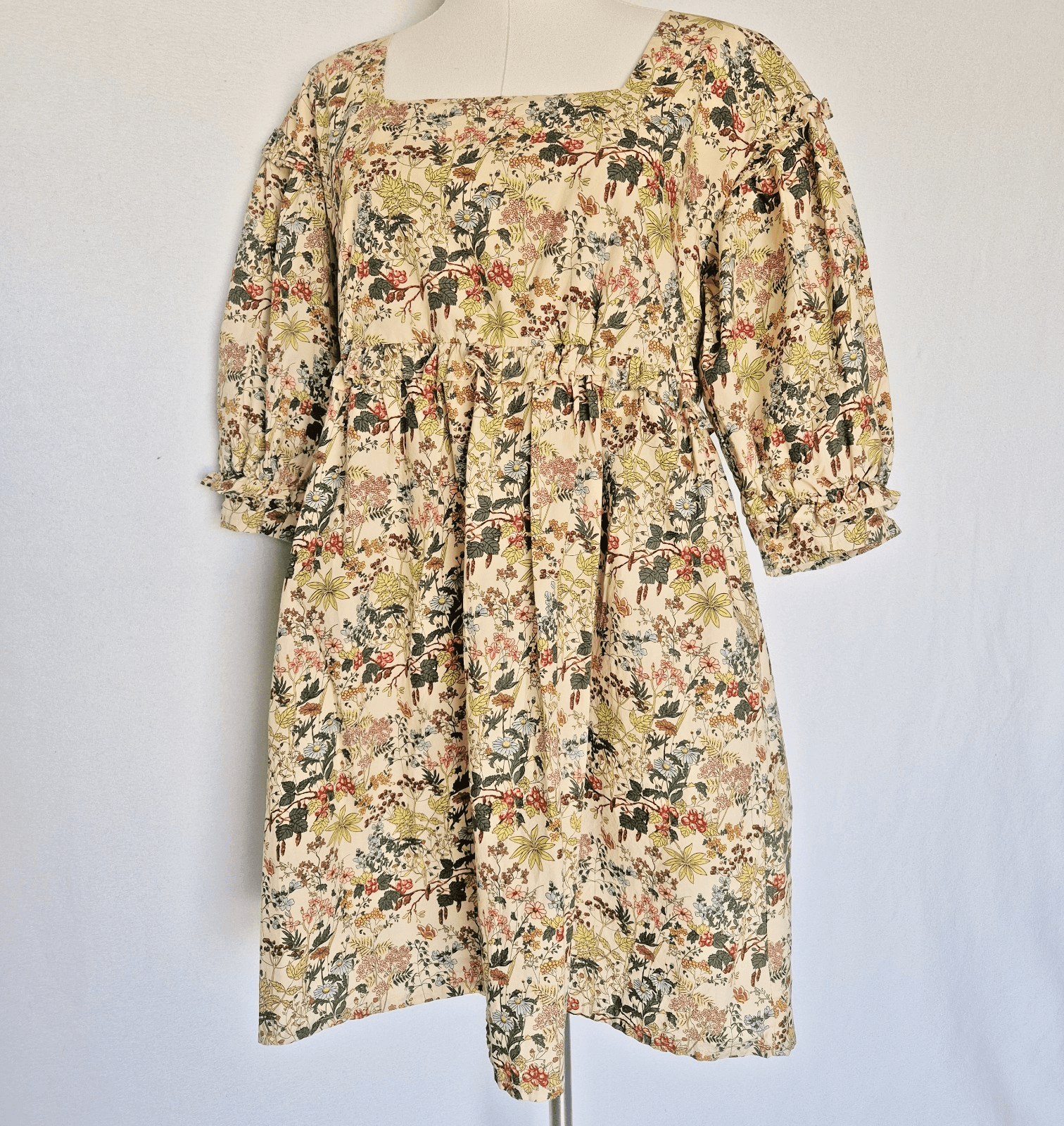 Meadows Daphne Wildflower Babydoll Mini Dress Puff Sleeve Organic Cotton Size 2 - Thumbnail 3