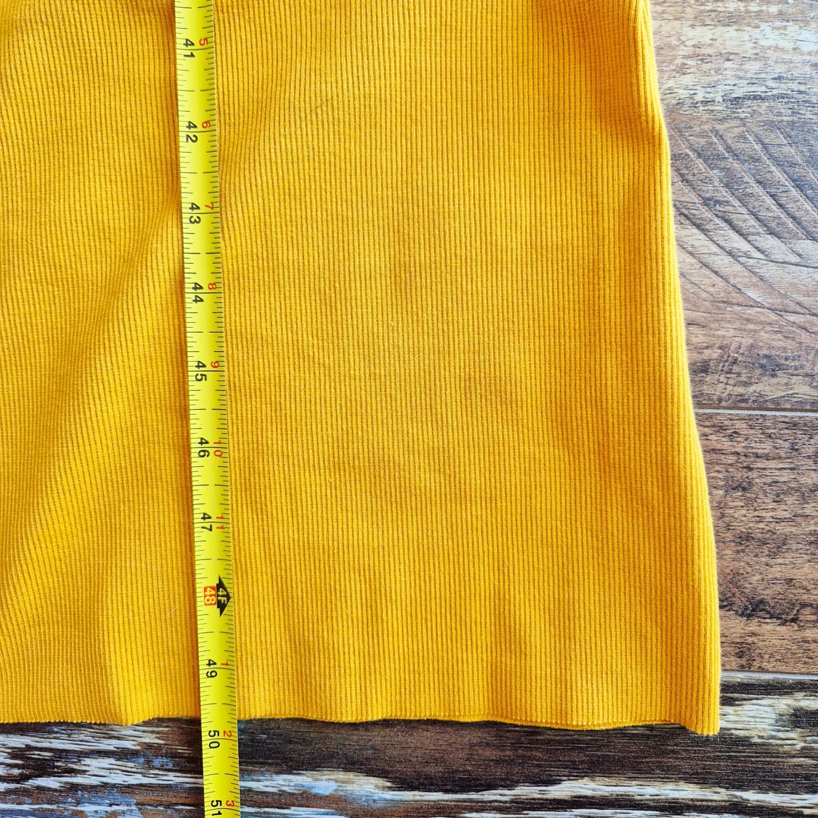 NWoT Charlotte Ribbed Knit Maxi Dress Short Sleeve Raw-Hem Mustard Bust 32" (S) - Thumbnail 15